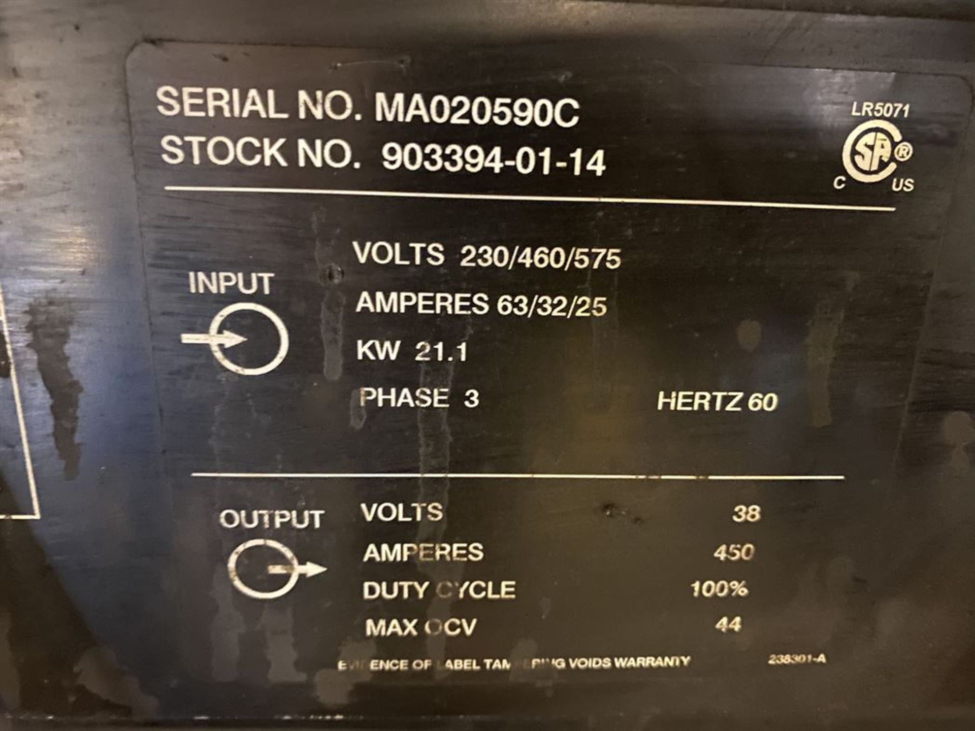 Miller Deltaweld 452 Welding Power Source, s/n MA020590C, w/ Miller 70 Series Wire Feed - Image 3 of 3