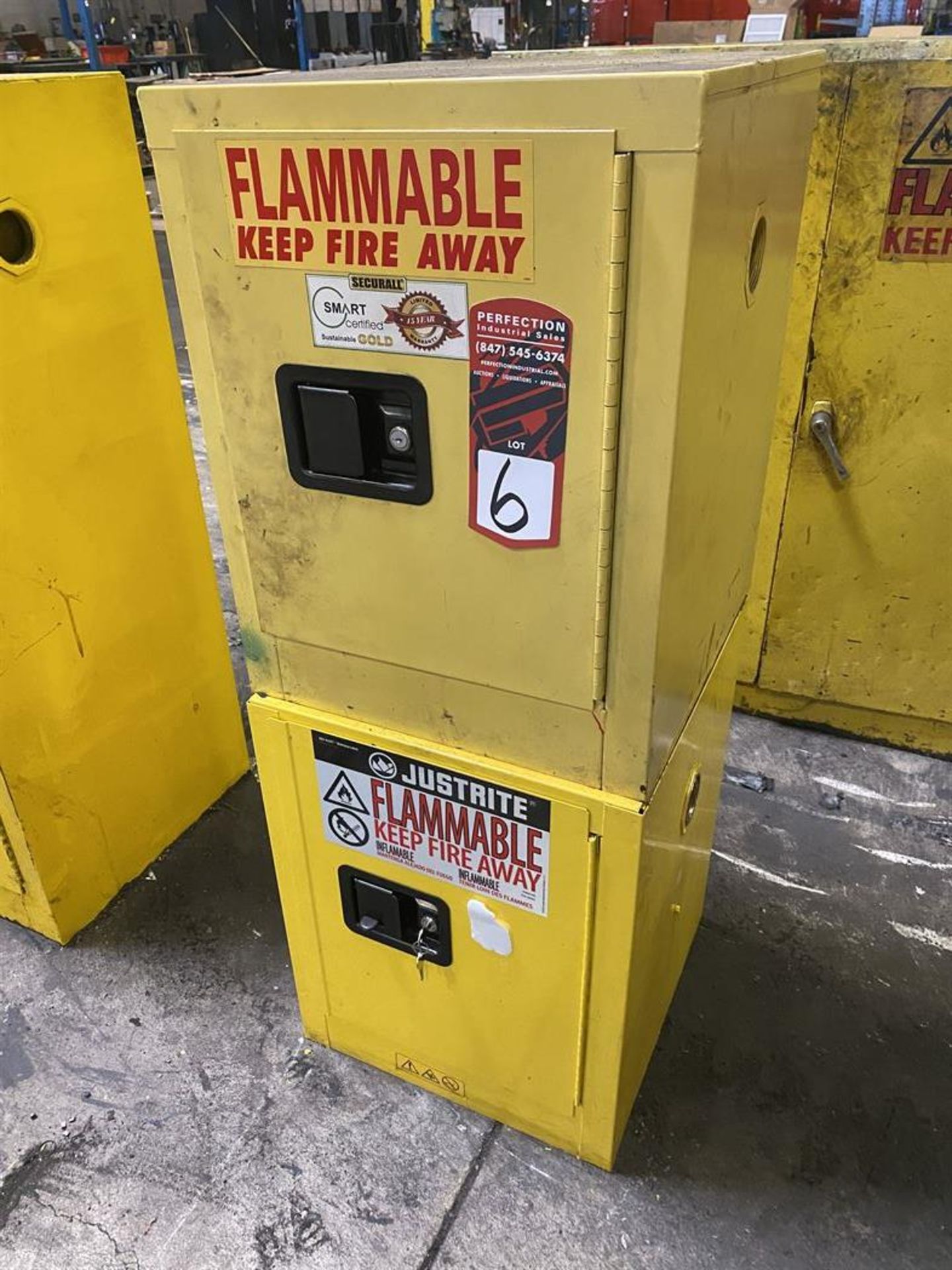 Securall and Justrite Benchtop Flammable Liquids Cabinets