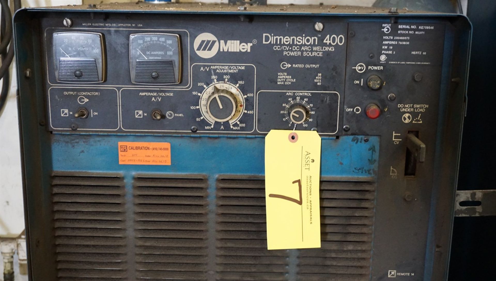 Miller Dimensions 400 CC/CV DC Welding Power Source s/n KE709546 - Image 2 of 2