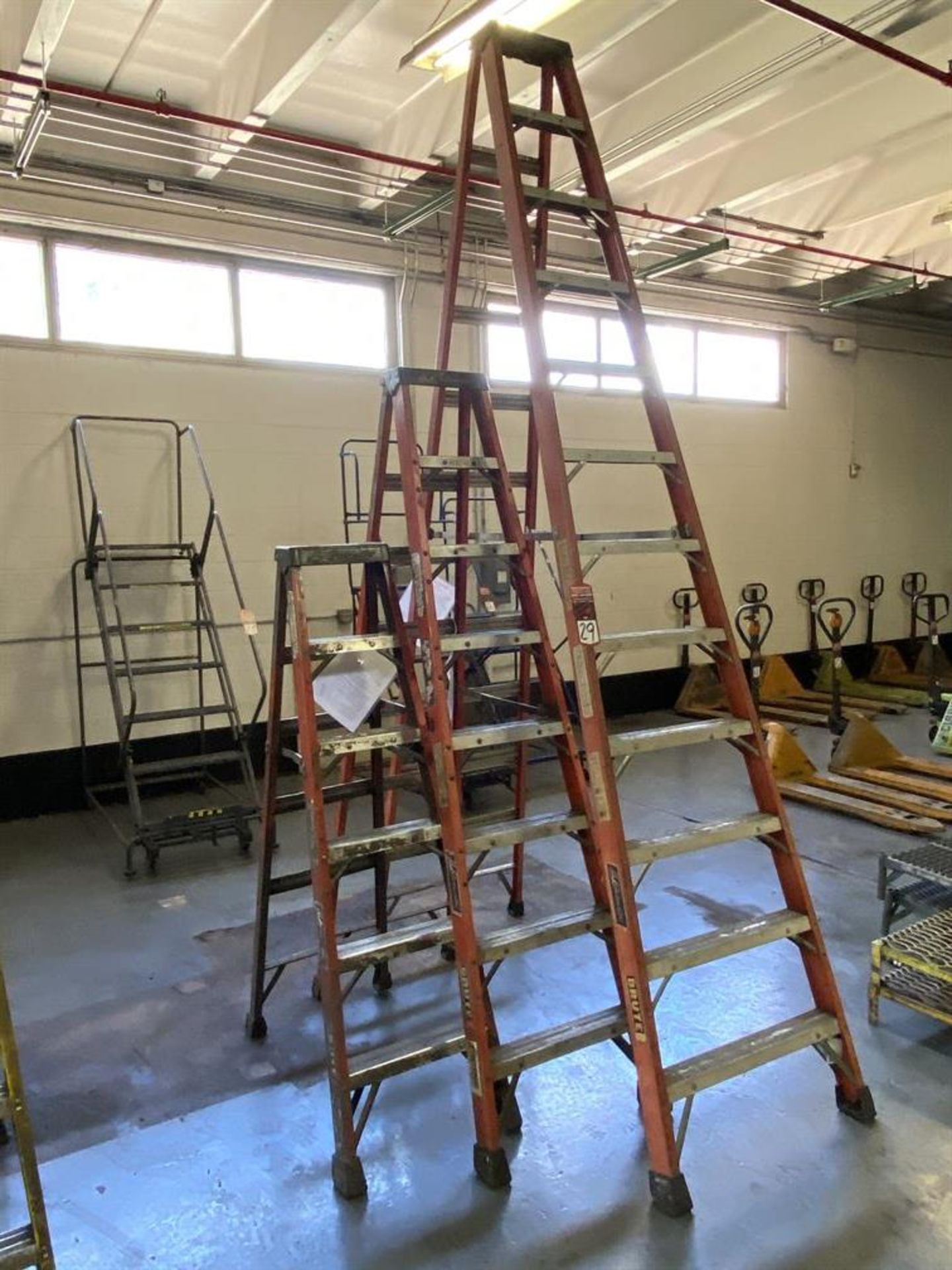 Lot of (3) Louisville Fiberglass Step Ladders, 12'/8'/6'
