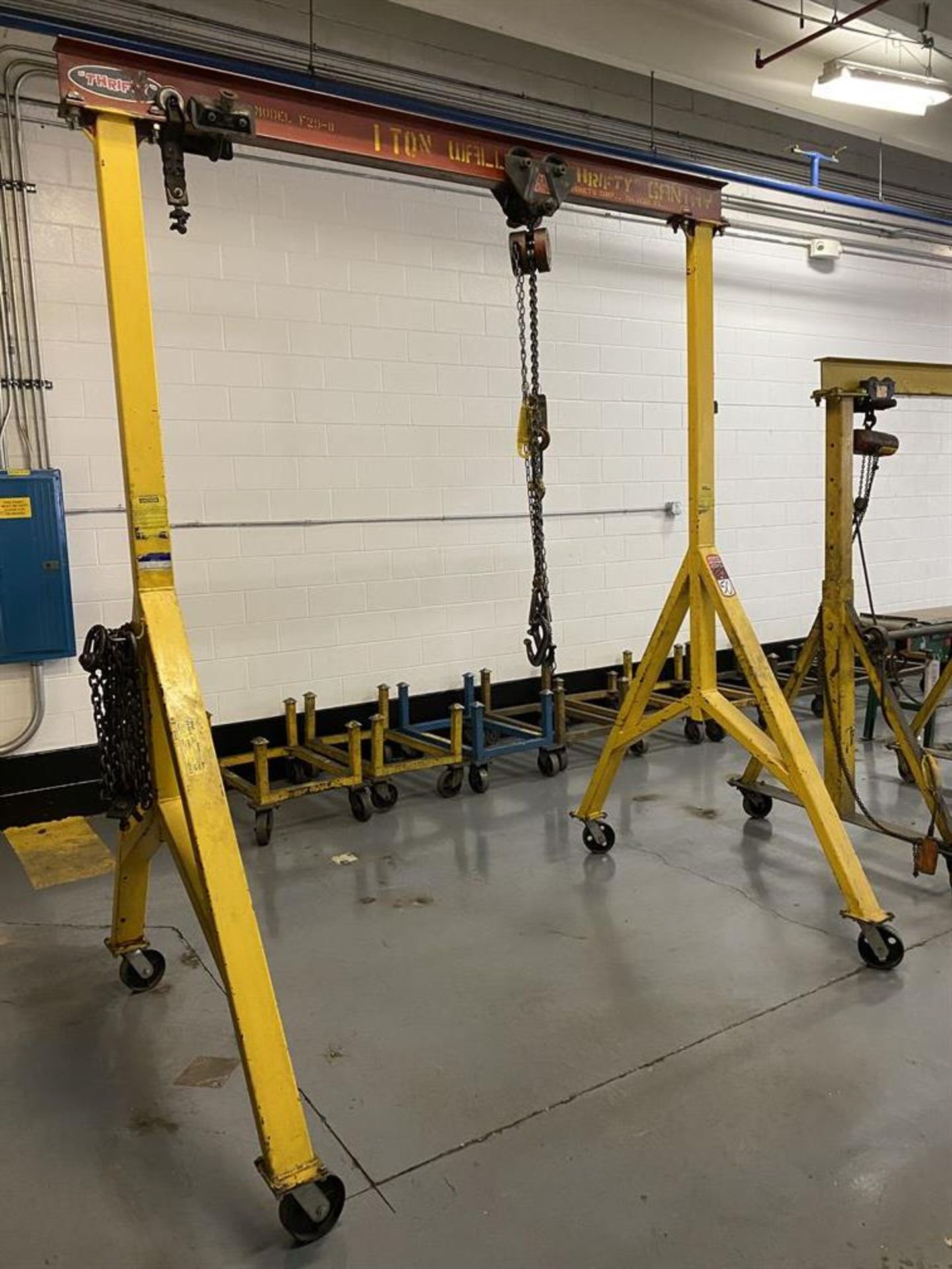 Thrifty F29-8 Rolling 1-Ton Gantry, 82" Between Uprights x 114"H w/ CM Chain Fall - Image 2 of 3