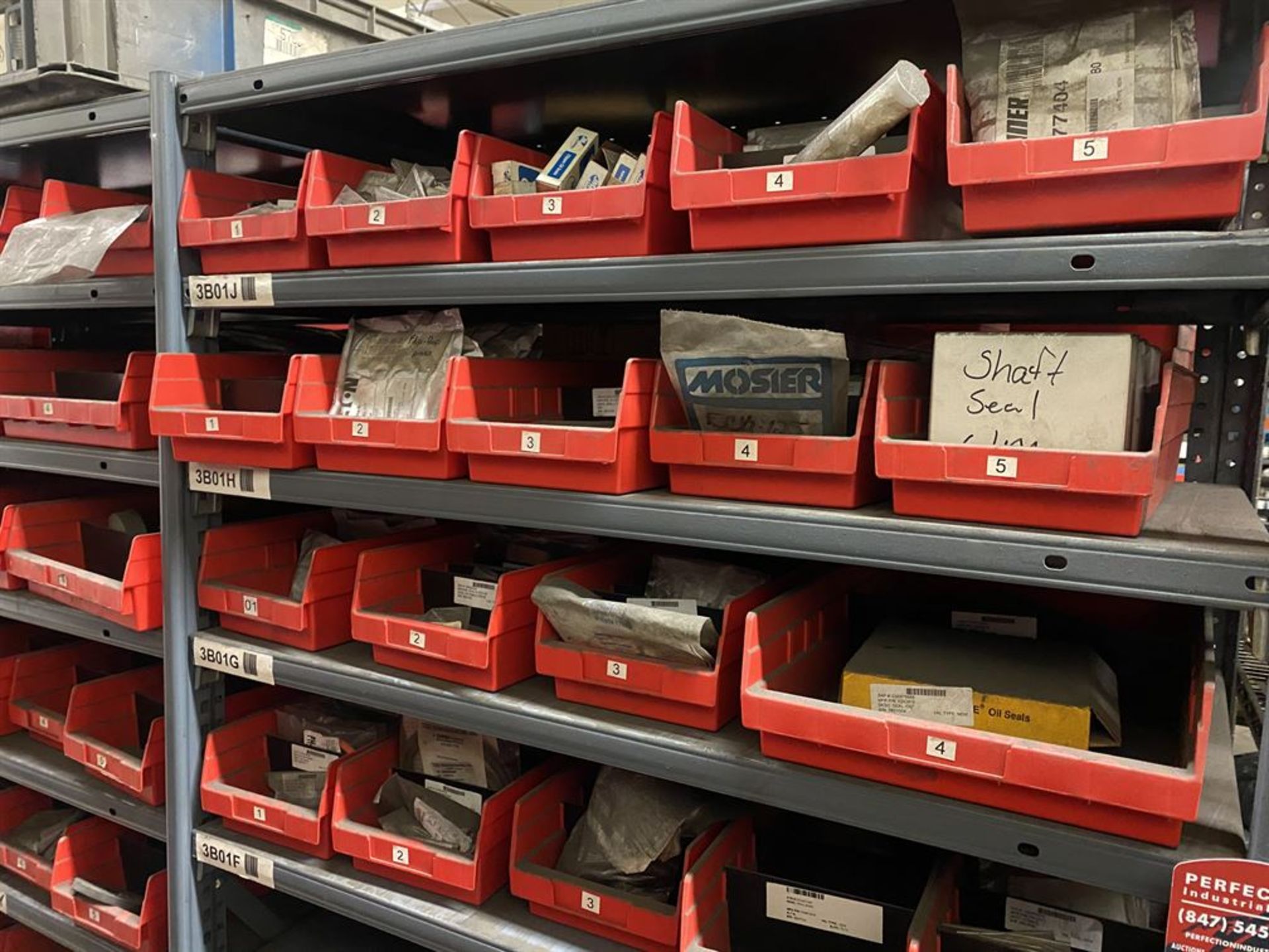 Row of Shelving Including Shaft Seals, Pulleys, Springs, Couplings, and Wheels - Image 2 of 10