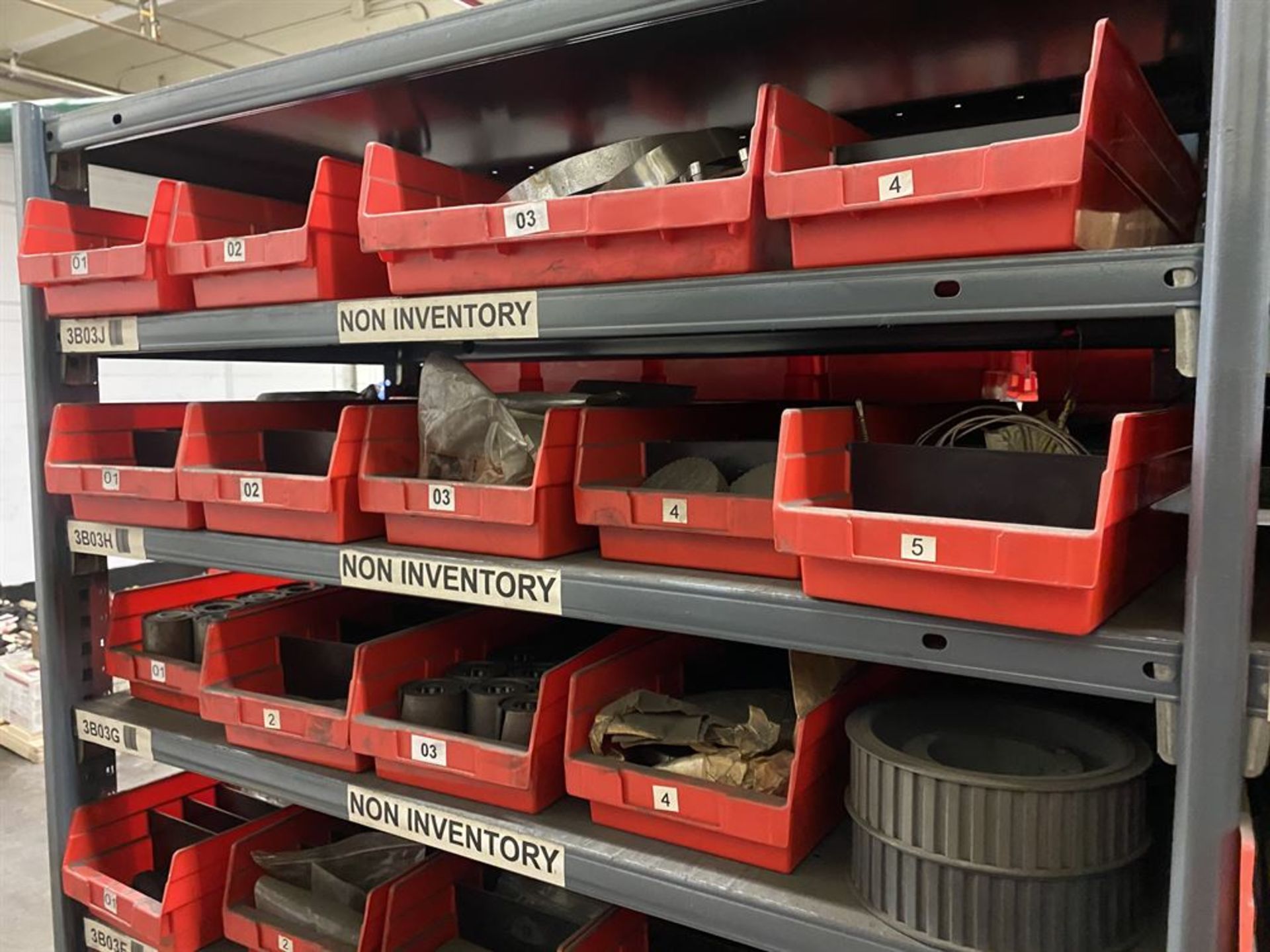 Row of Shelving Including Shaft Seals, Pulleys, Springs, Couplings, and Wheels - Image 8 of 10