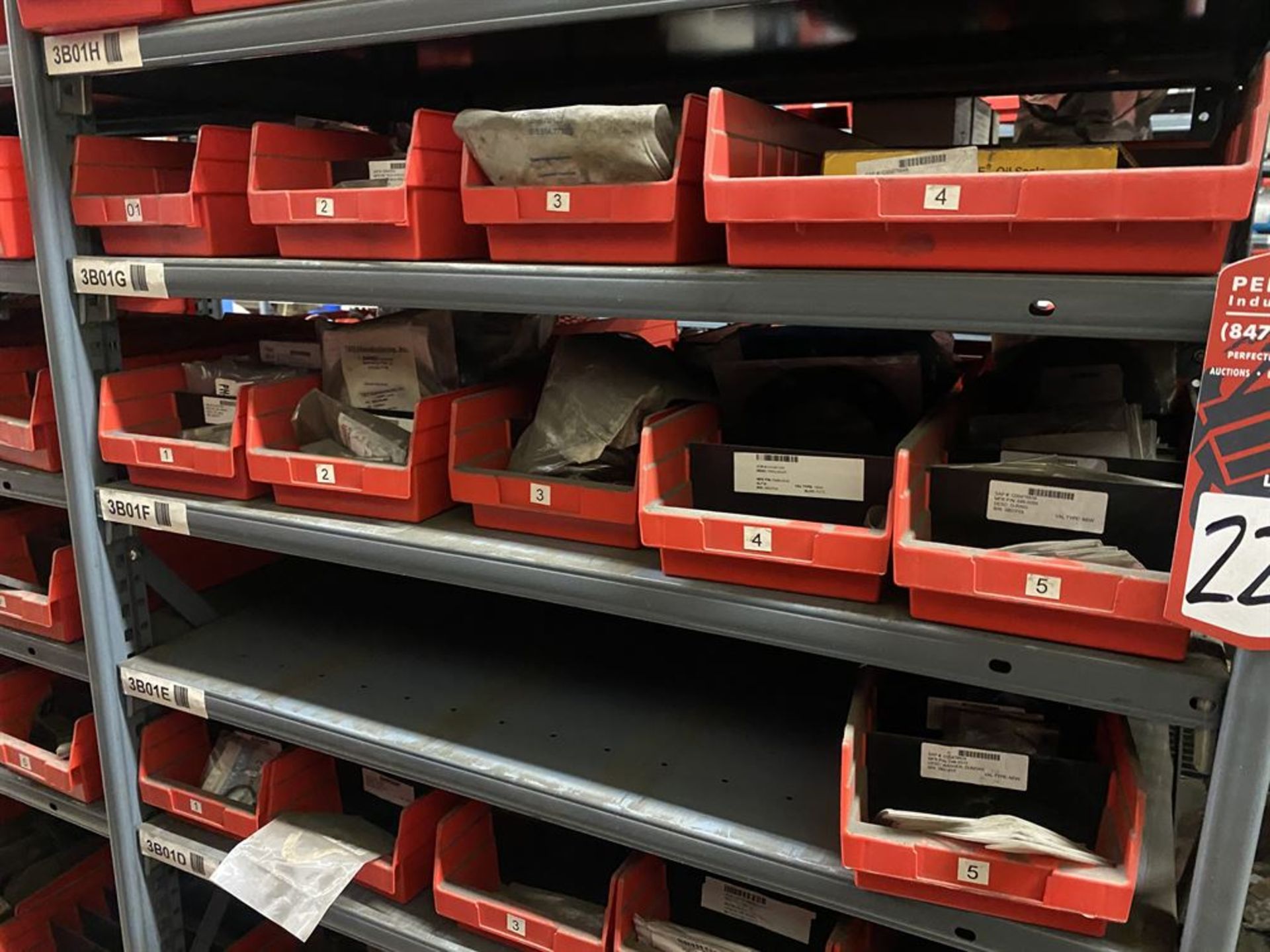 Row of Shelving Including Shaft Seals, Pulleys, Springs, Couplings, and Wheels - Image 3 of 10