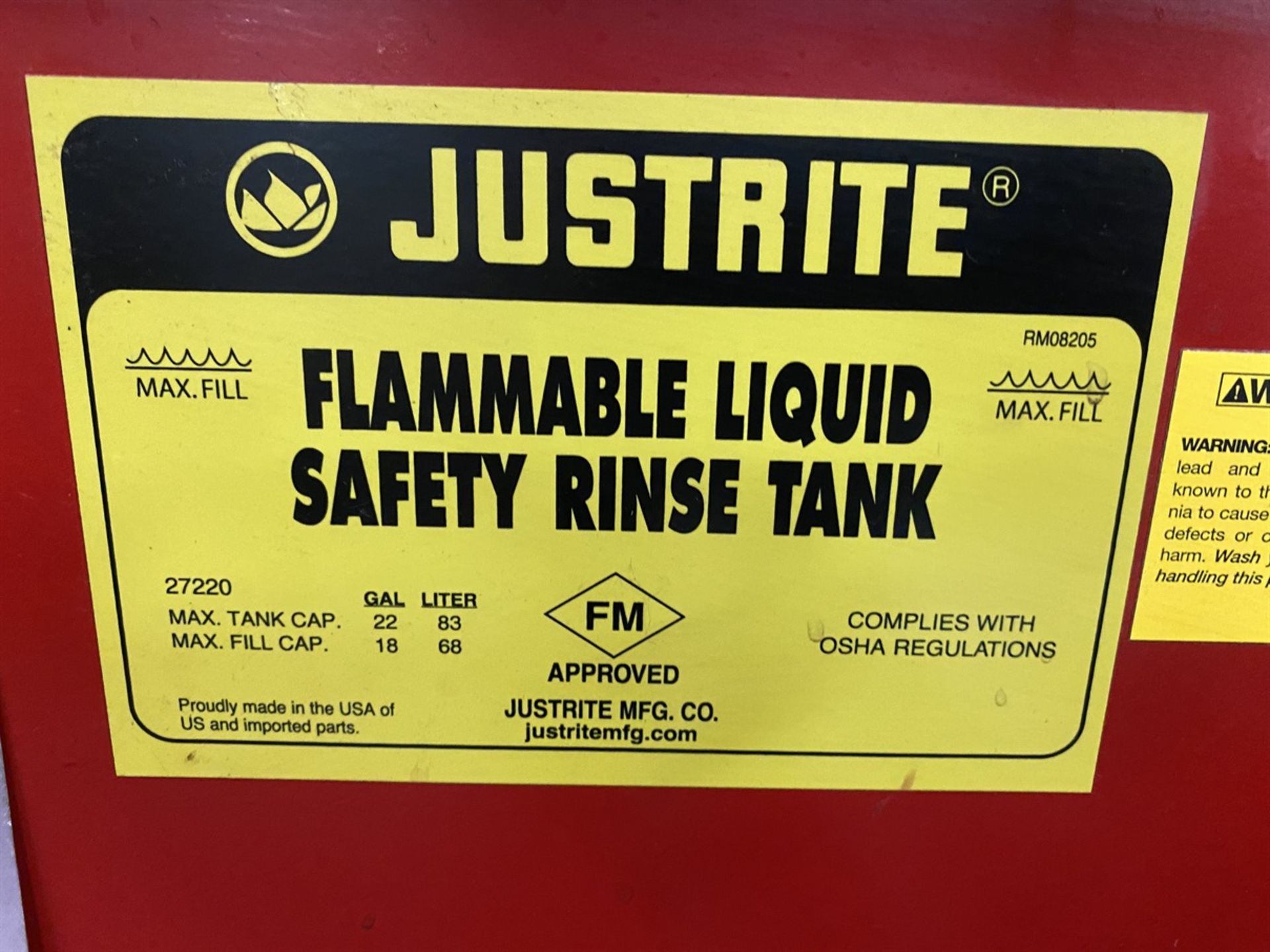 JUSTRITE 27220 Flammable Liquids Safety Rinse Tank, 22 GAL - Image 3 of 3