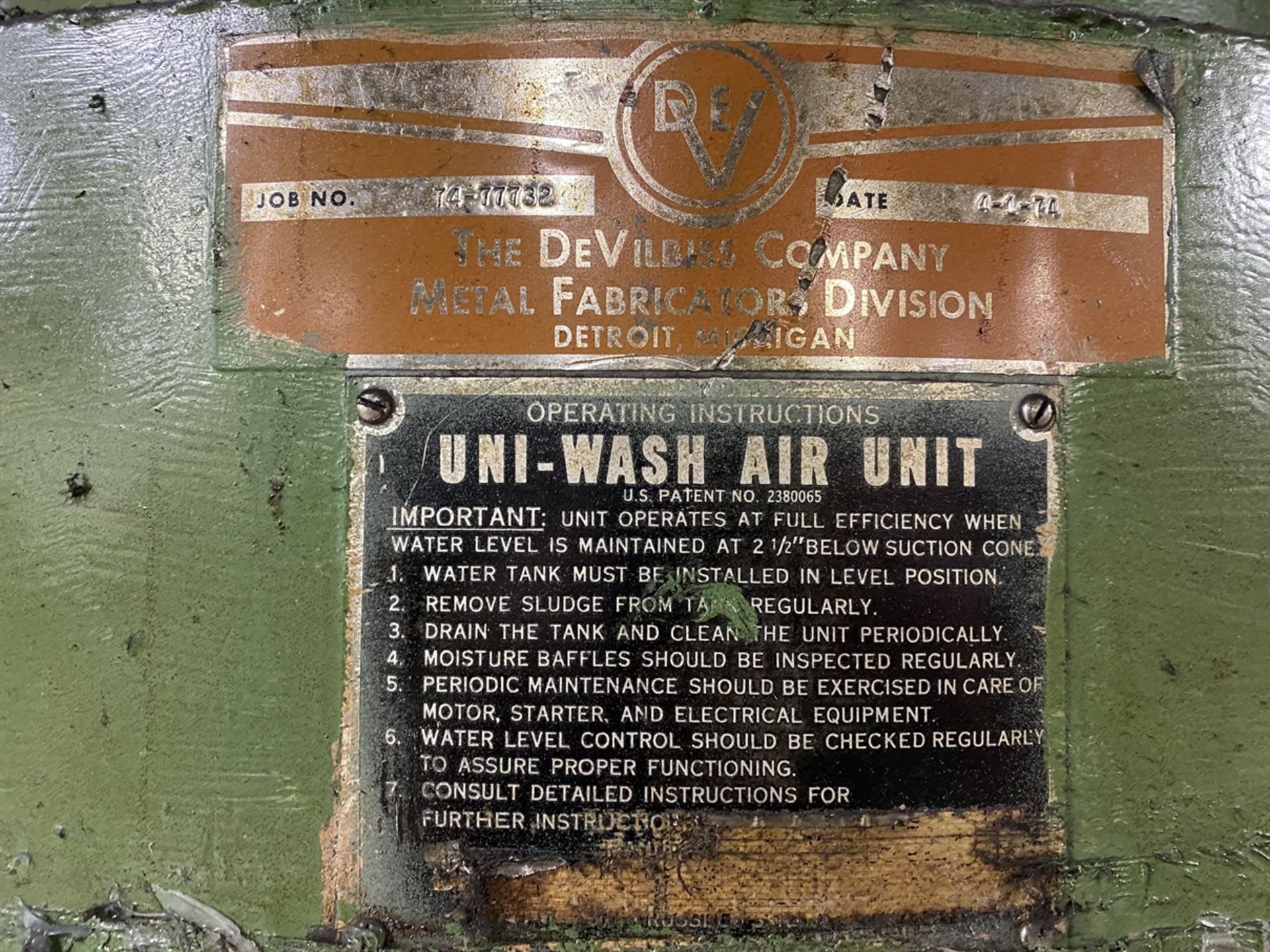 DEVILBISS Unit-Wash System, s/n 74-77732 - Image 3 of 3