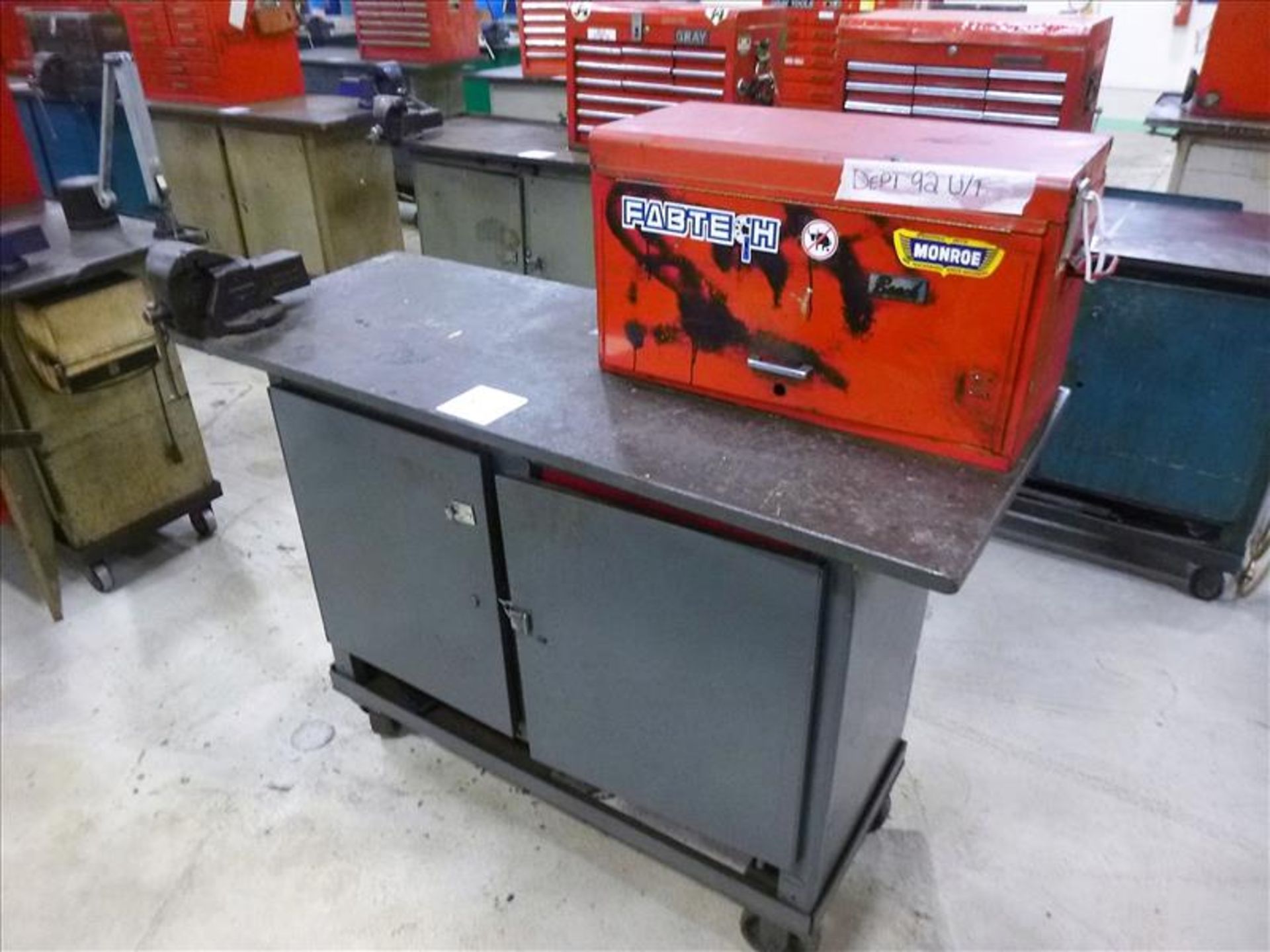 Rolling Work Bench, approx. 24" x 60" c/w 4" Bench Vice & Contents (Hand Tools, Spare Parts, - Image 2 of 4