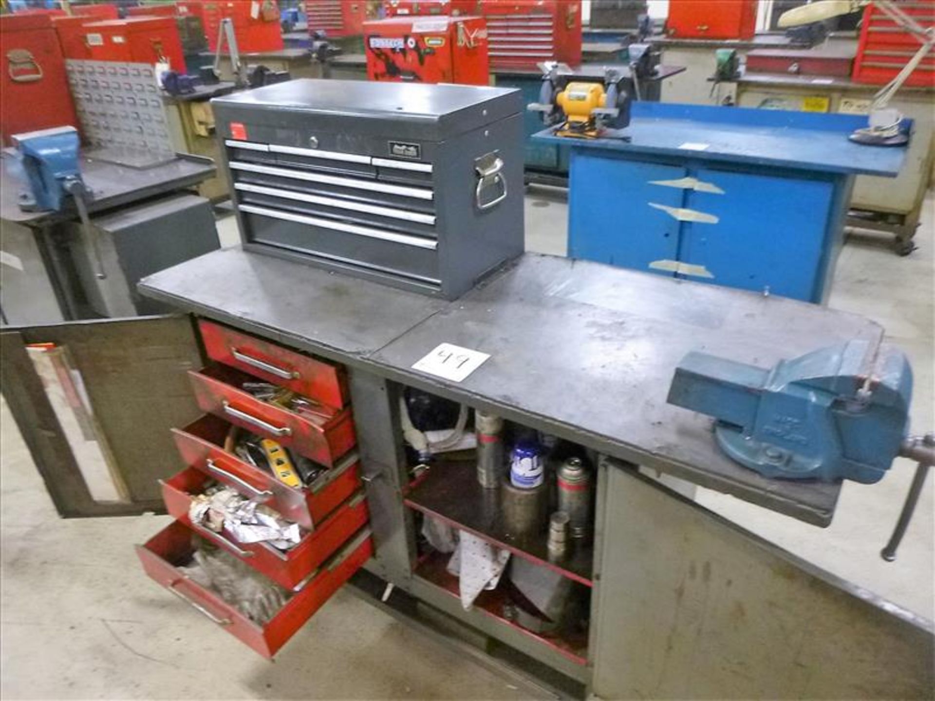 Rolling Work Bench, approx. 24" x 60" c/w 4" Bench Vice & Contents (Hand Tools, Spare Parts, - Image 4 of 4