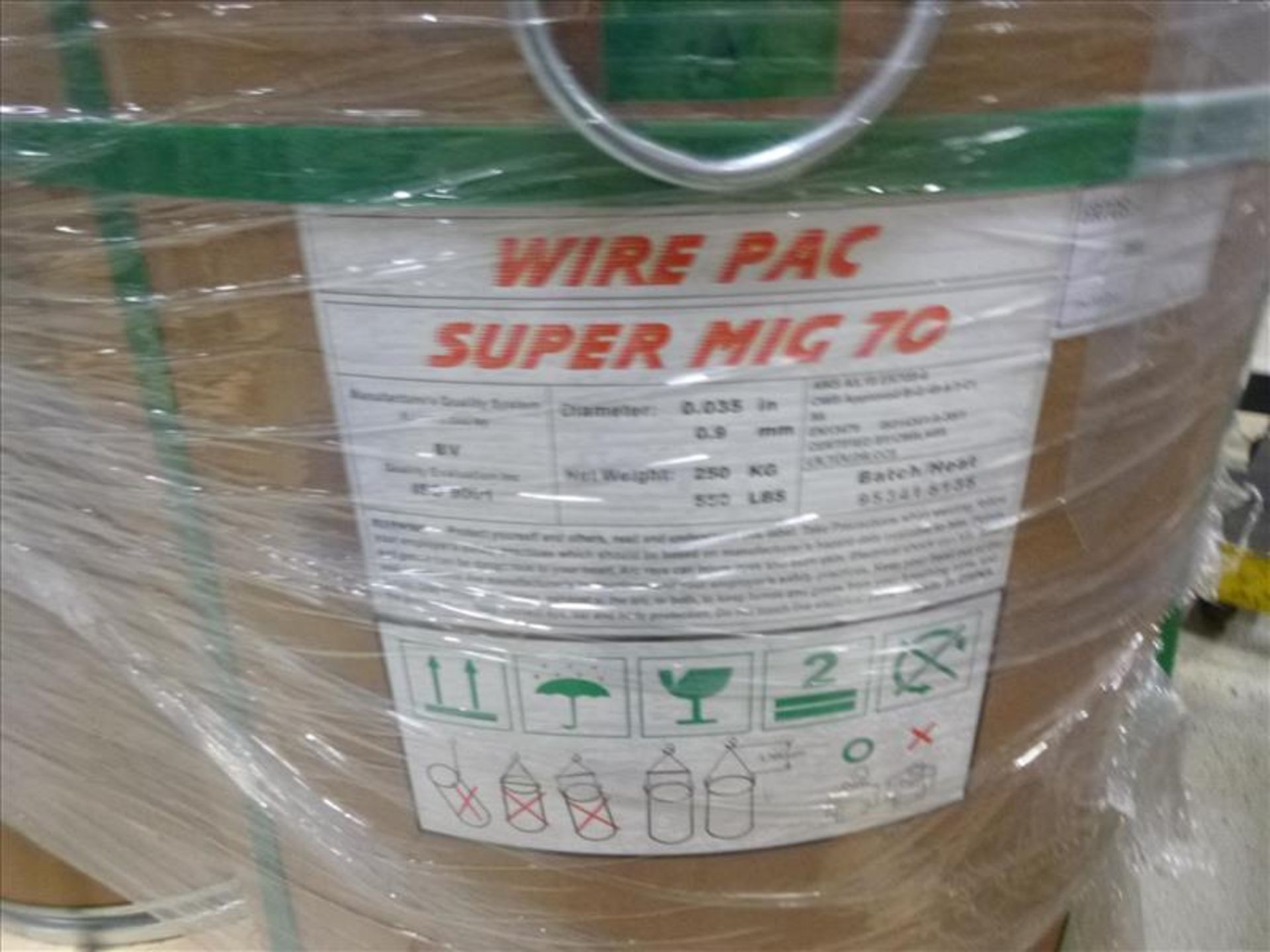 (4) WIREPAC SuperMIG70 Welding Wire Drums, 0.9 mm, 550 lbs. ea. (NEW) - Image 3 of 4