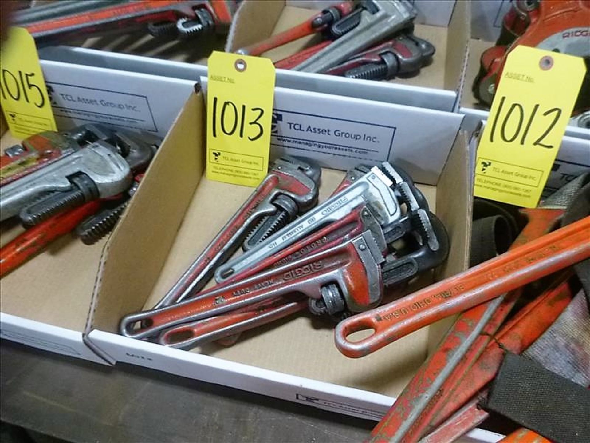 (5) RIDGID Adjustable Pipe Wrenches, 12"