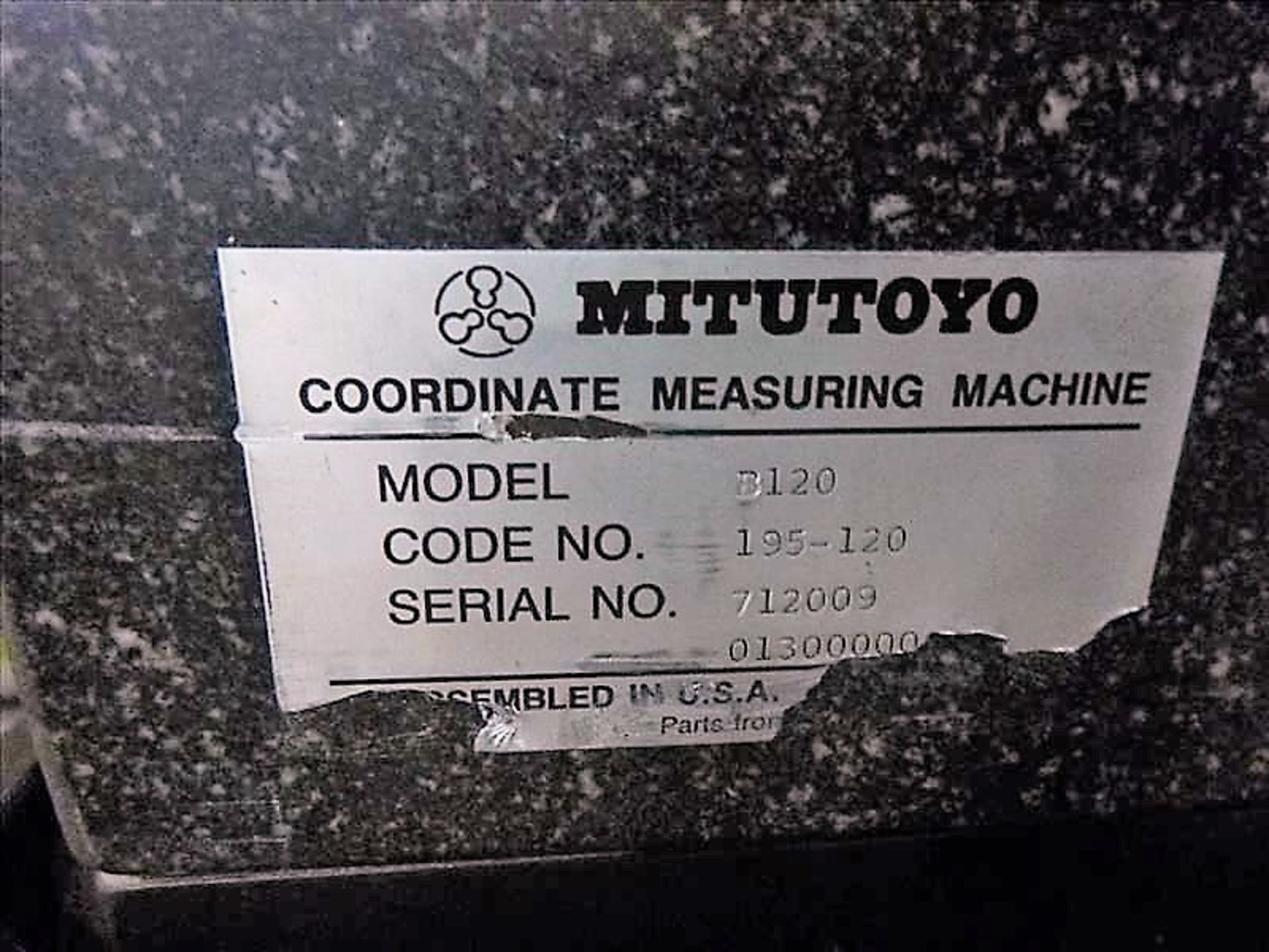 Mitutoyo B120 CMM, s/n 712009 c/w approx. 30" x 34" Surface Plate & Benshaw PH8 Probe - Image 3 of 3