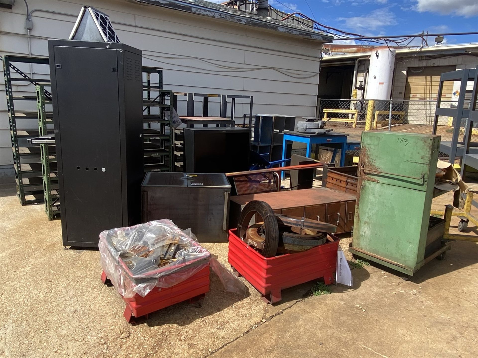 Lot of Assorted Shop Racks, Steel Tubs, and Tables