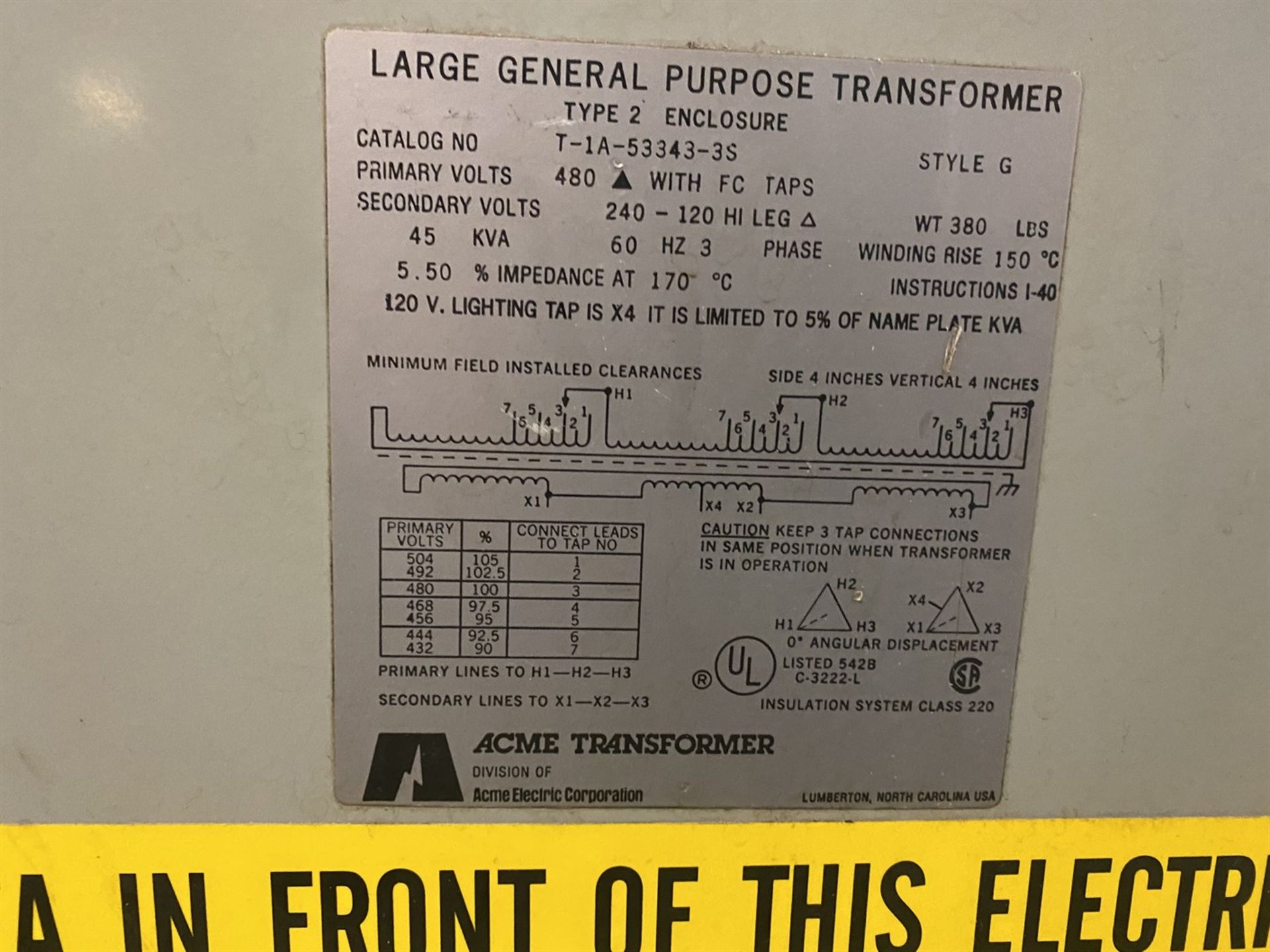 ACME 45 KVA General Purpose Transfromer - Image 2 of 2