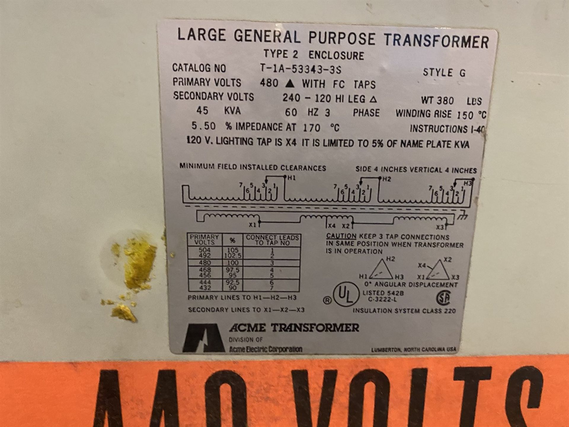 ACME 45 KVA General Purpose Transfromer - Image 2 of 2