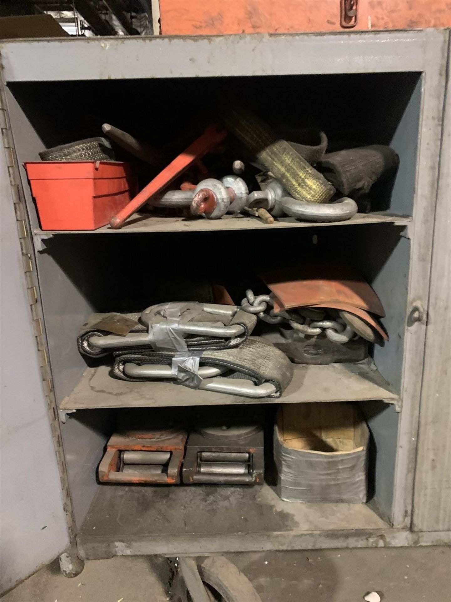 Rolling Cabinet of Rigging Supplies Including Skates, Shackles and Straps - Image 4 of 9