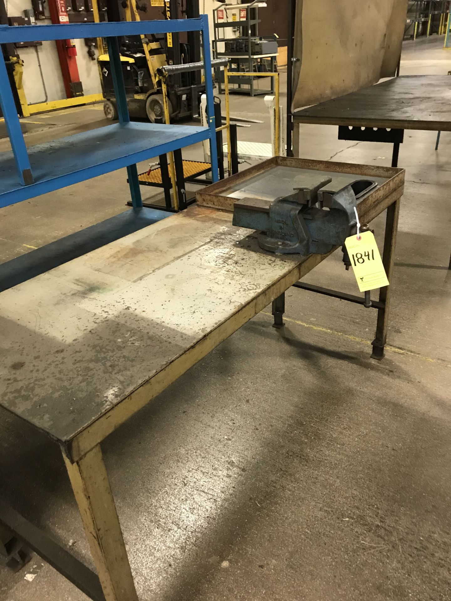 TABLE - METAL W VISE AND DRAIN, Approx. 68 X 24 X 34 in.