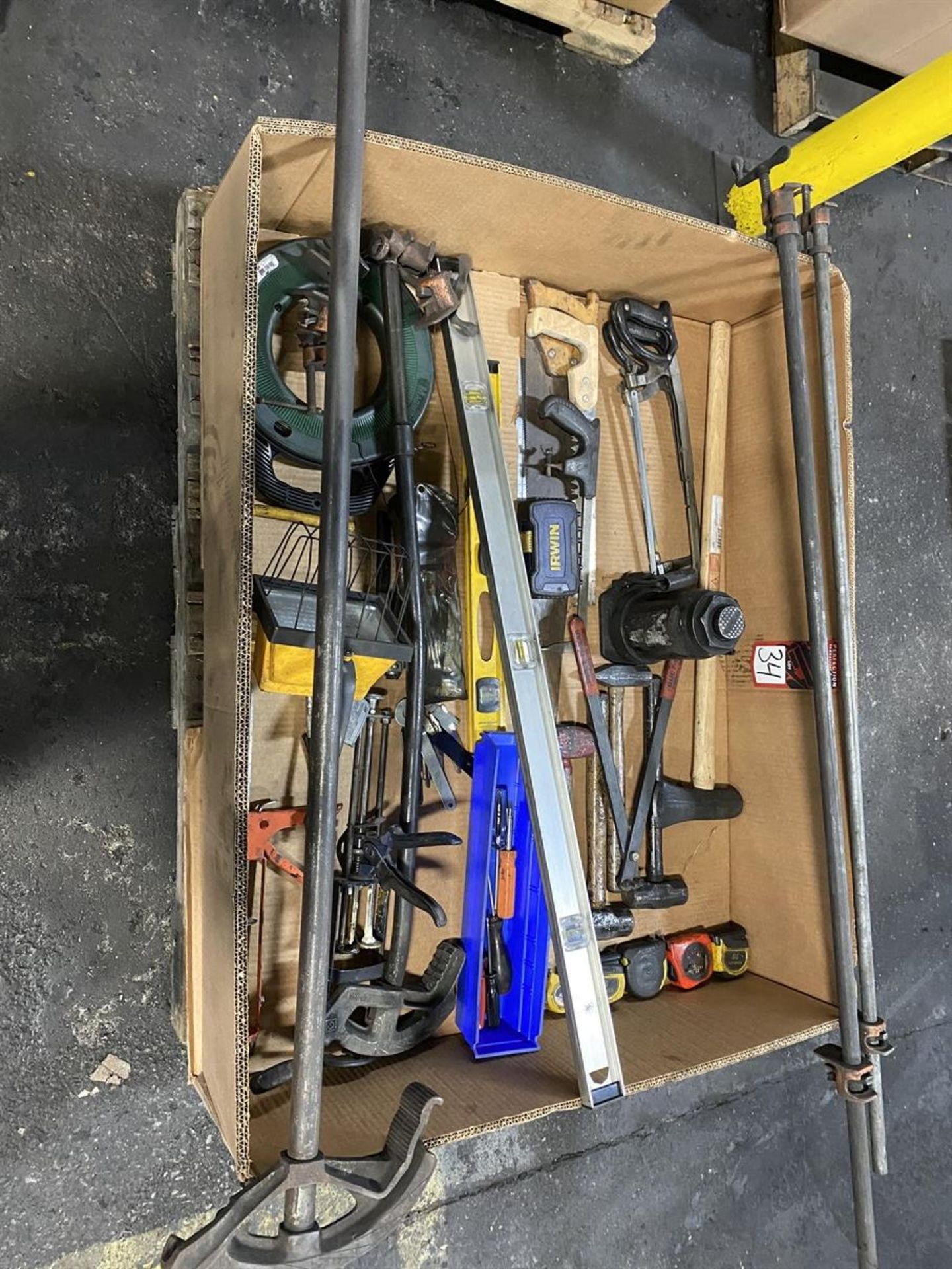Lot of Assorted Tools Including Hand Riveters, Levels, Fish Tape, Saws, and Tape Measures - Image 2 of 4