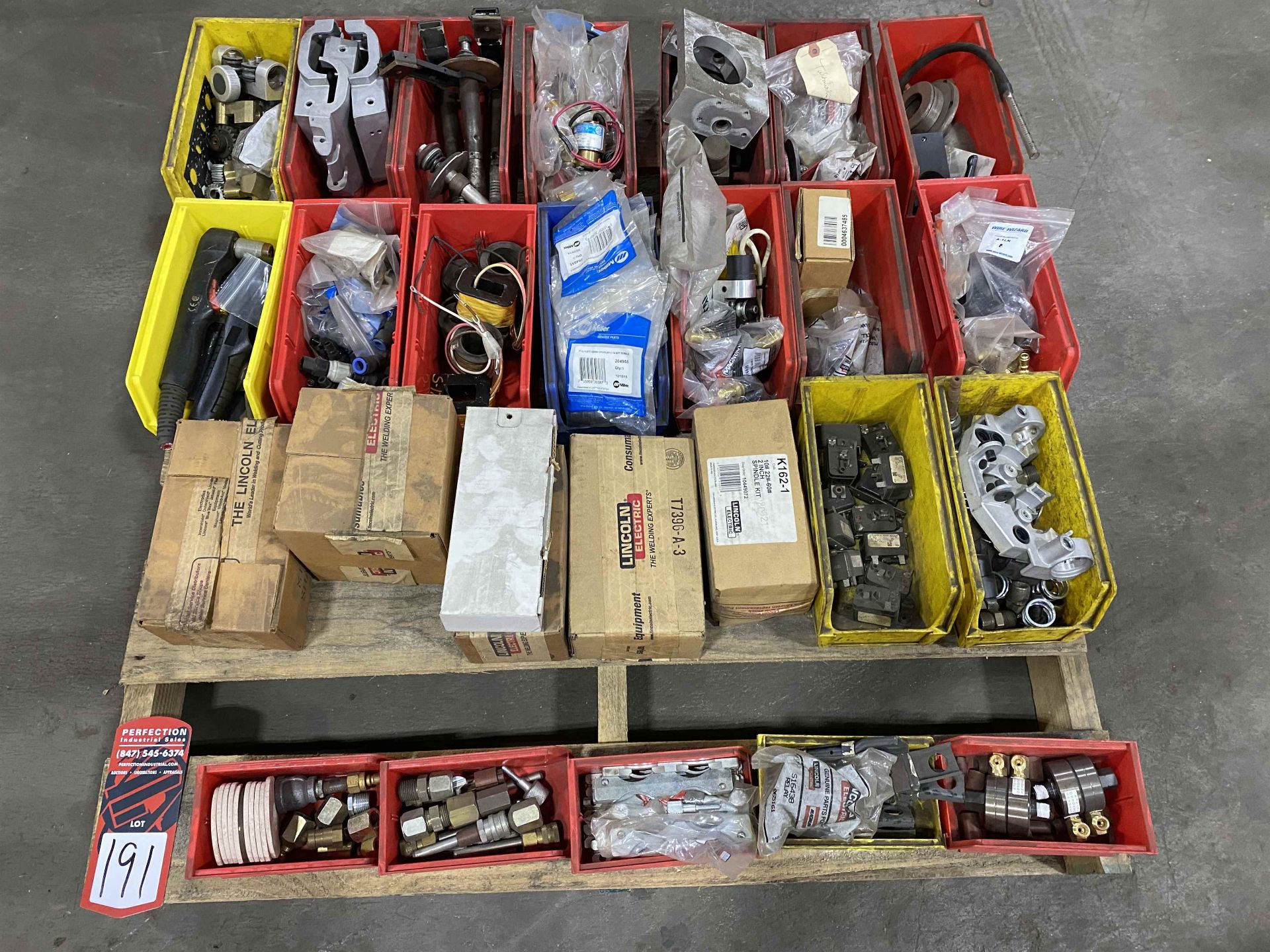 Lot of Welding Supplies Including Transformers, Gun Parts, Spindle Kits, Coils and Consumables