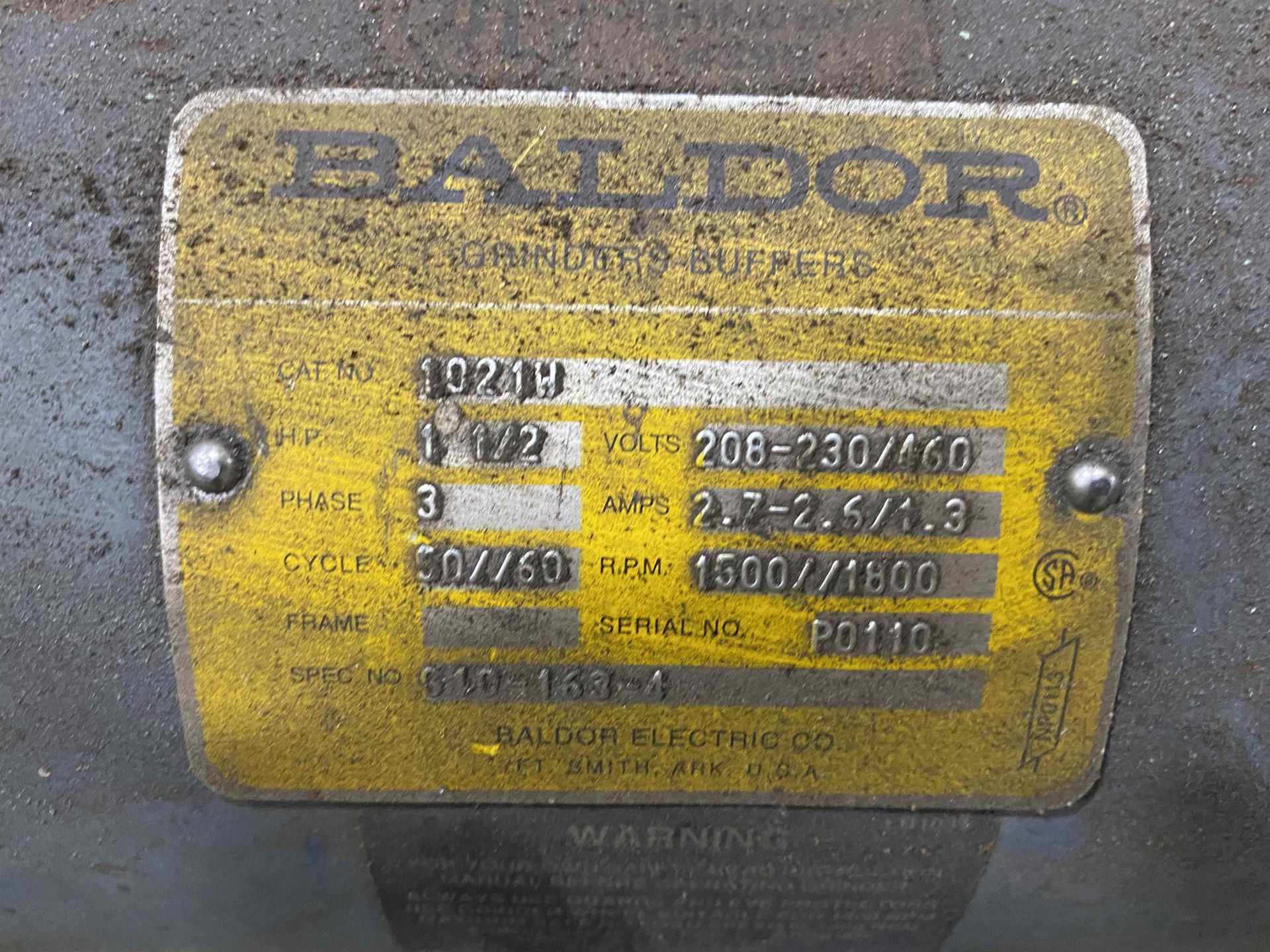 BALDOR 1021H Bench Grinder, 1-1/2 HP - Image 3 of 3