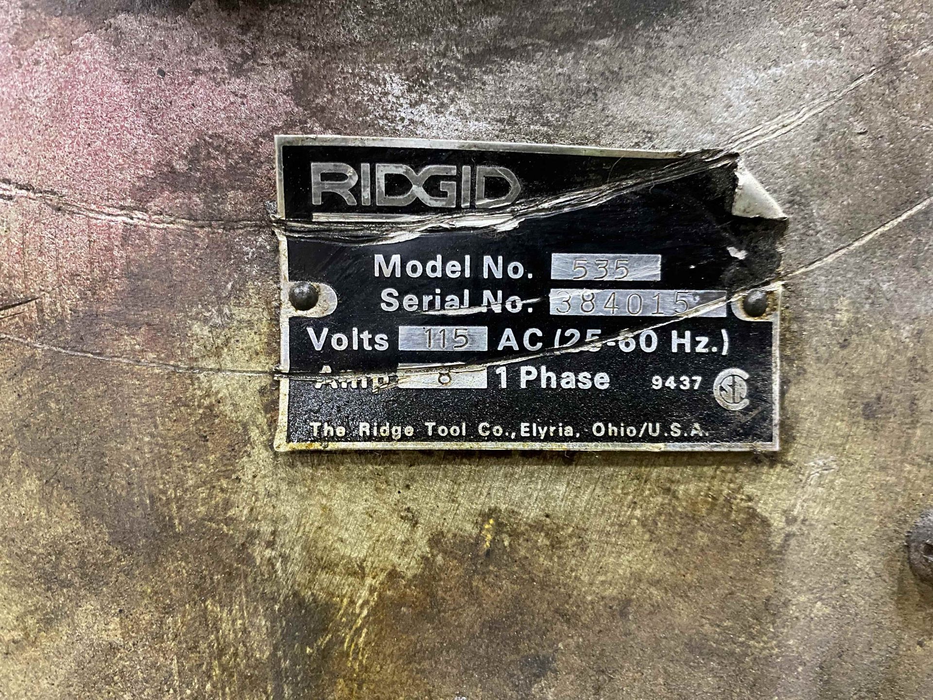 RIDGID 535 Pipe Threader, s/n 384015 - Image 5 of 5
