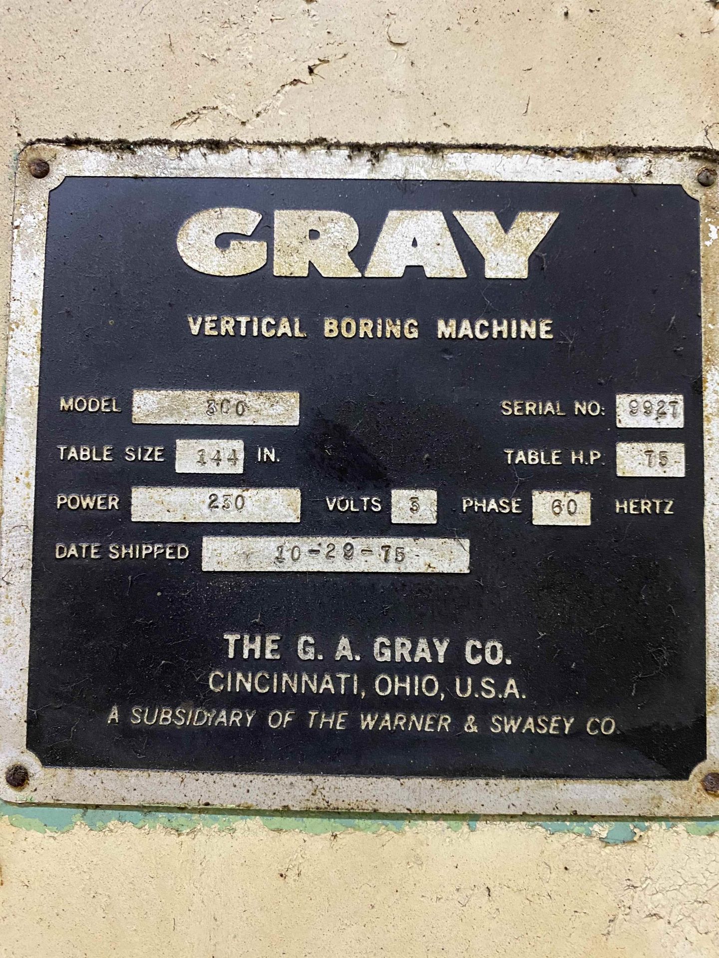 GRAY 144” CNC Vertical Boring Mill, s/n 9927, w/ G & L 8000 CNC Control, 151" Max. Swing, 144" - Image 9 of 9