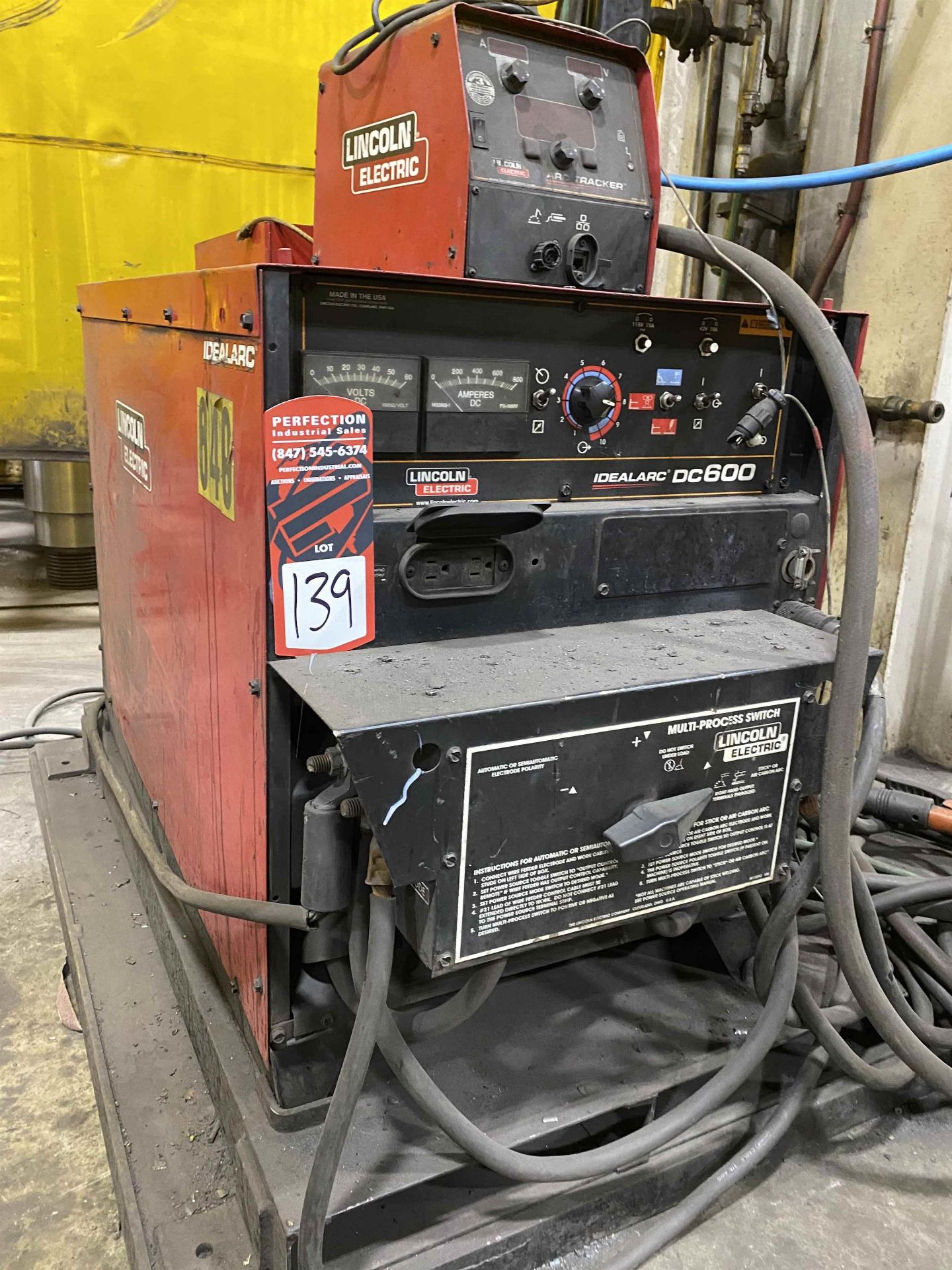 LINCOLN DC-600 Multi-Process Welder, s/n U1120404850, w/ LINCOLN Arc Tracker, Double Header DH-10