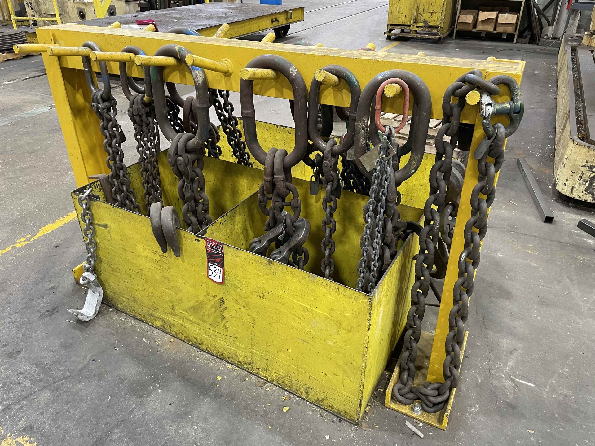 Rigging Rack w/ Assorted Lifting Chains