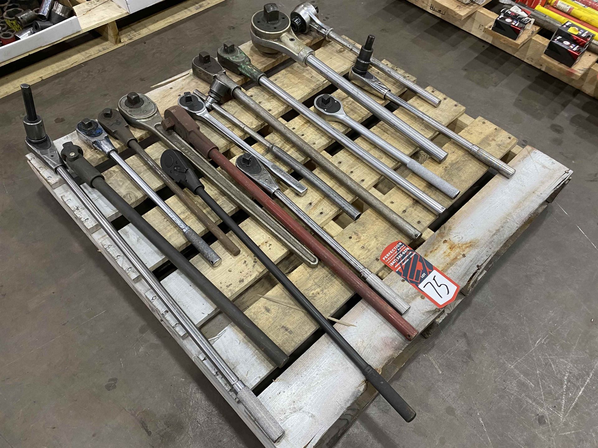 Lot of Assorted Large Breaker Bars and Rachets