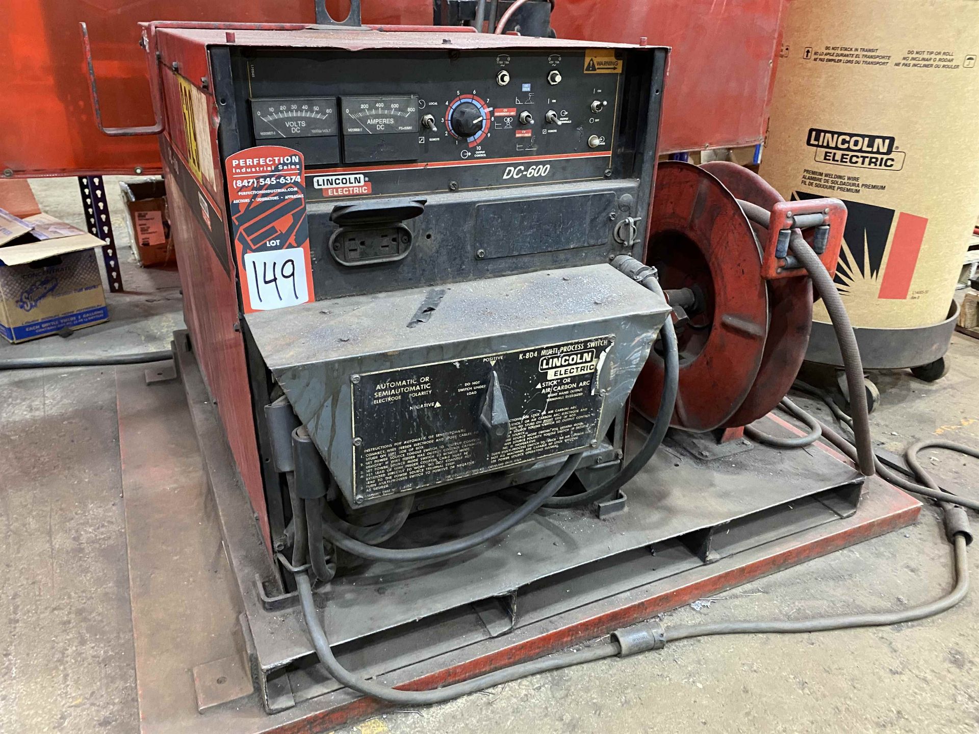 LINCOLN DC-600 Multi-Process Welder, s/n U108090047, w/LINCOLN Double Header DH-10 Wire Feed and