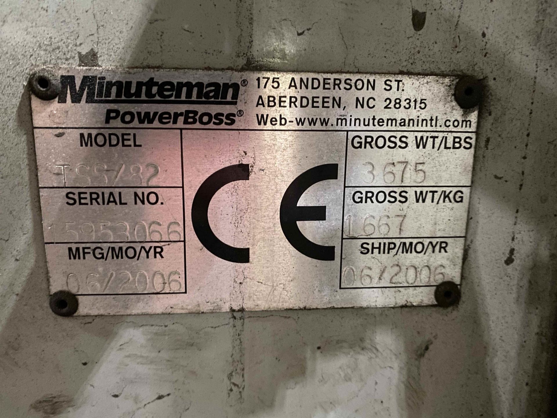 2006 MINUTEMAN POWER BOSS TSS/82 Electric Power Sweeper, s/n 15953066, - Image 6 of 6