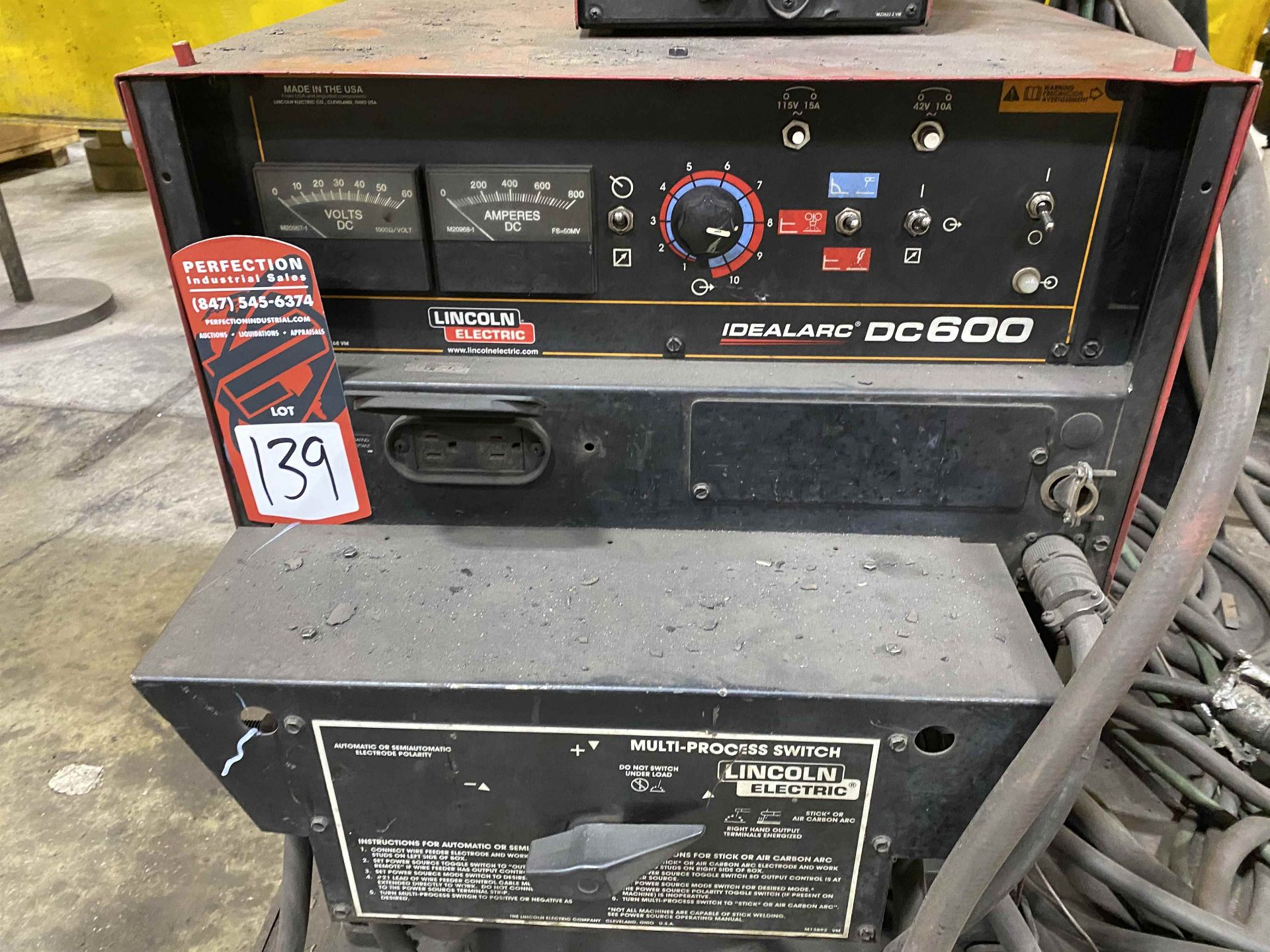 LINCOLN DC-600 Multi-Process Welder, s/n U1120404850, w/ LINCOLN Arc Tracker, Double Header DH-10 - Image 3 of 6