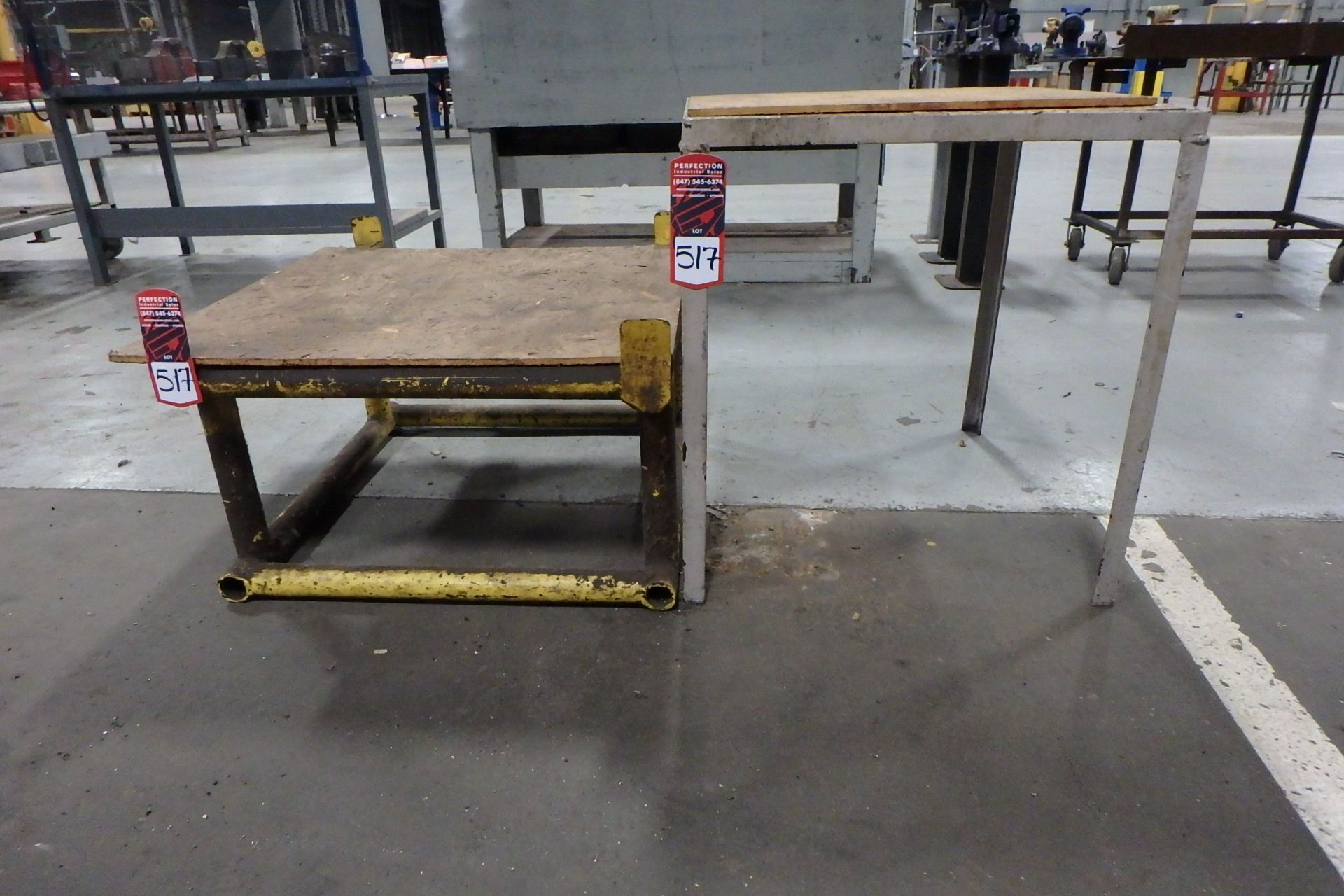 Lot Comprising (1) 34" x 25" x 28-1/2" x 1/2" Metal Welding Table; (1) Metal Stand, (No Top); (1)