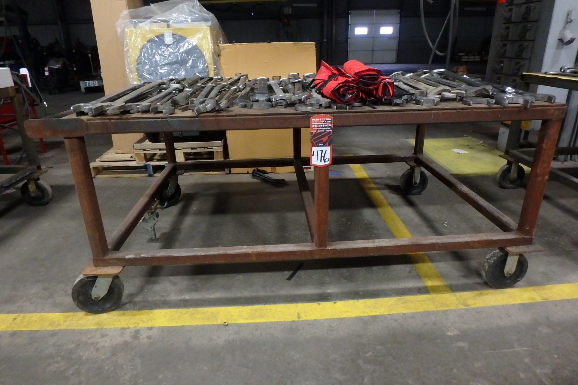 34" x 48" x 78" Castered Metal Work Table, (Contents Not Included)