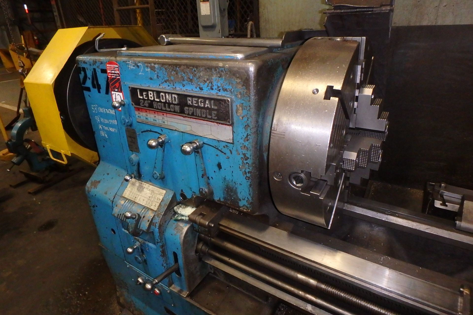 LEBLOND REGAL 28" x 60" Hollow Spindle Lathe, s/n 2H599, w/ 9" Spindle Hole, 24" 4-Jaw Chuck, 9- - Image 3 of 4