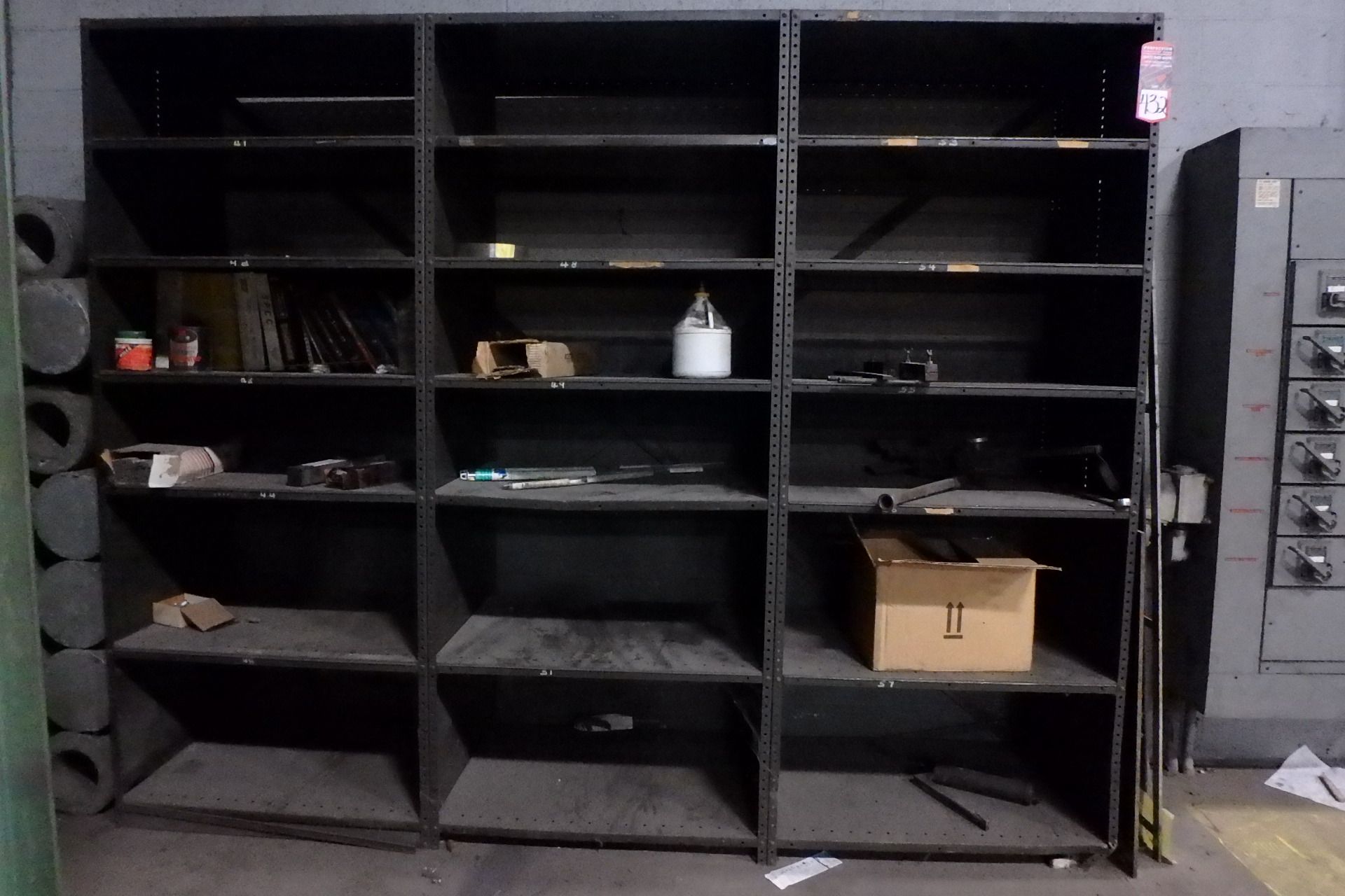 Lot Comprising (3) Sections of 87" x 24" x 36" Shelving; (2) Sections of 82" x 18" x 32"