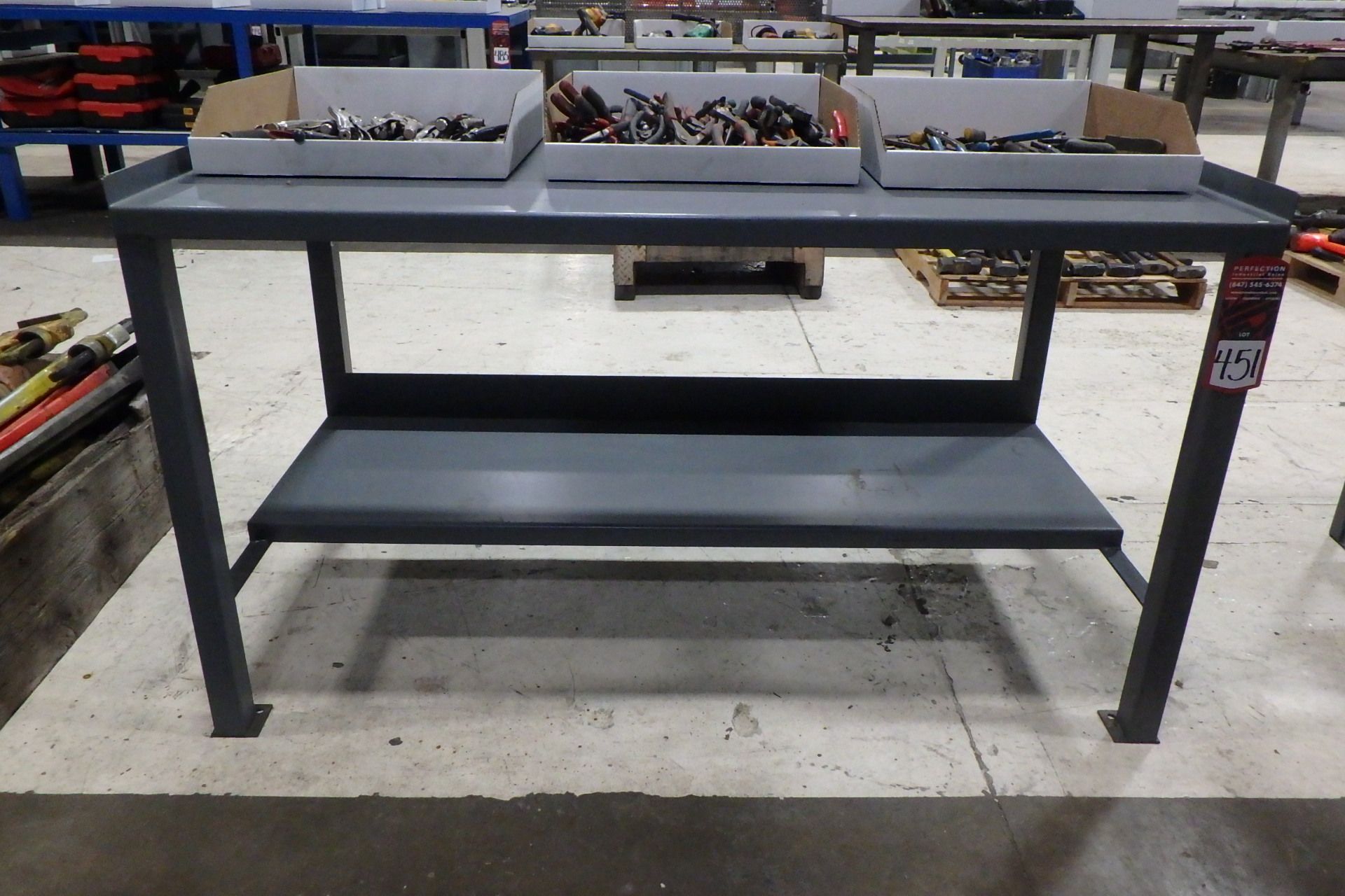 (4) Assorted Metal Work Benches, (Contents Not Included)