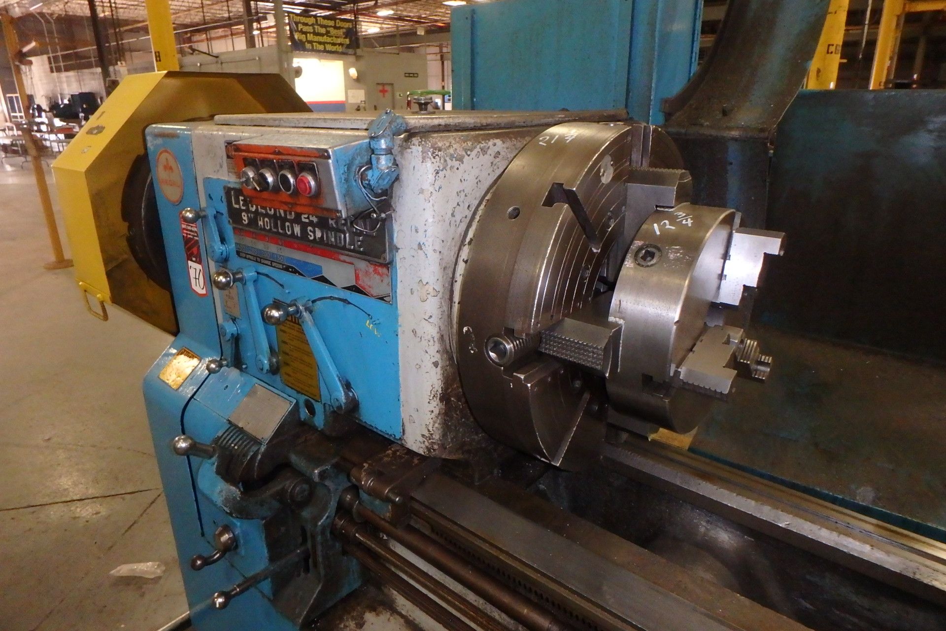 LEBLOND REGAL 24" x 120" Hollow Spindle Lathe, s/n 6HS458, w/ 9" Spindle Hole, 21" Front & Rear - Image 3 of 4