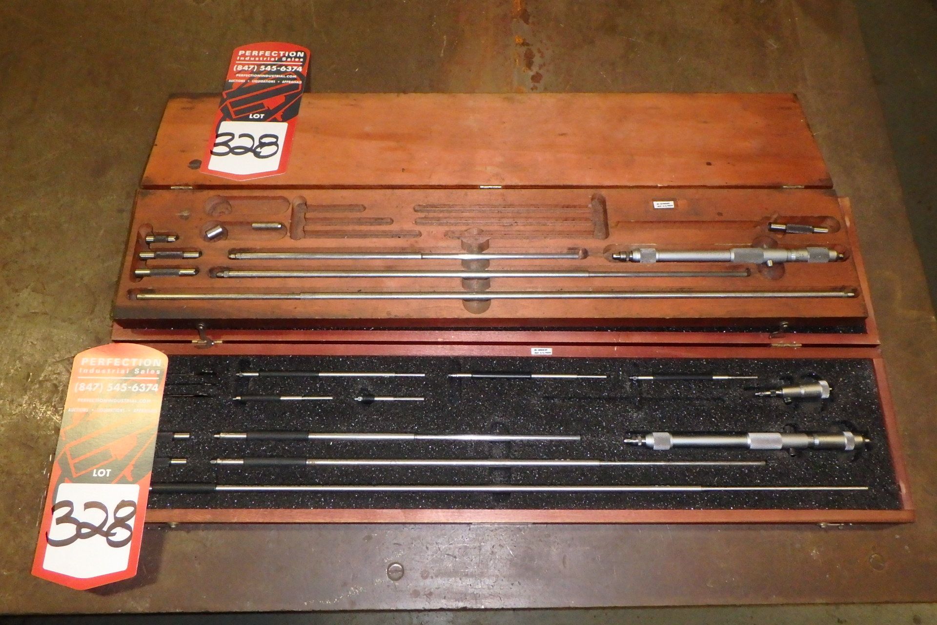 Lot Comprising (2) STARRETT Inside Micrometer Sets, w/ Wood Cases