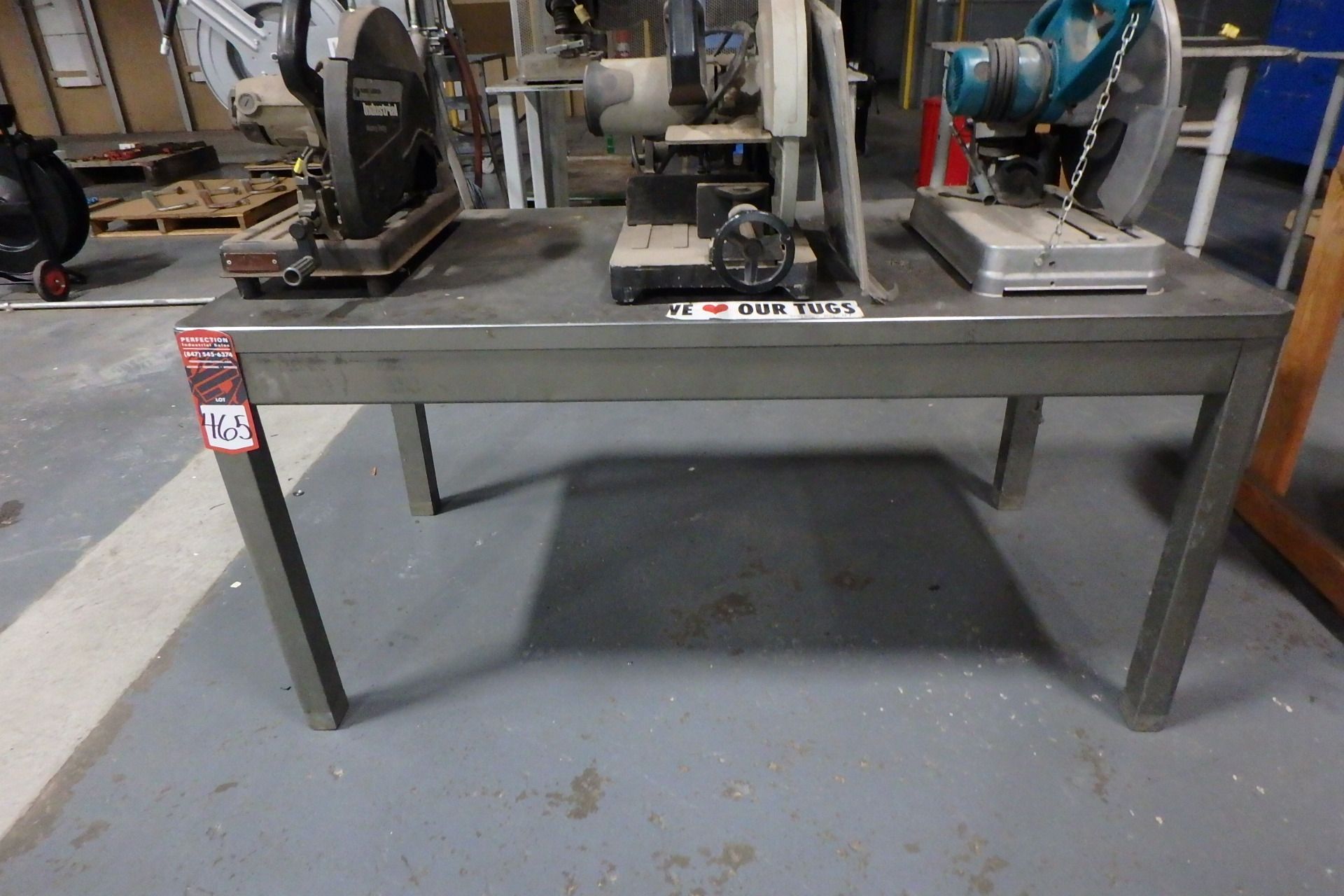 Lot Comprising (1) Metal Work Table, (1) Metal Work Bench w/ Wood Top