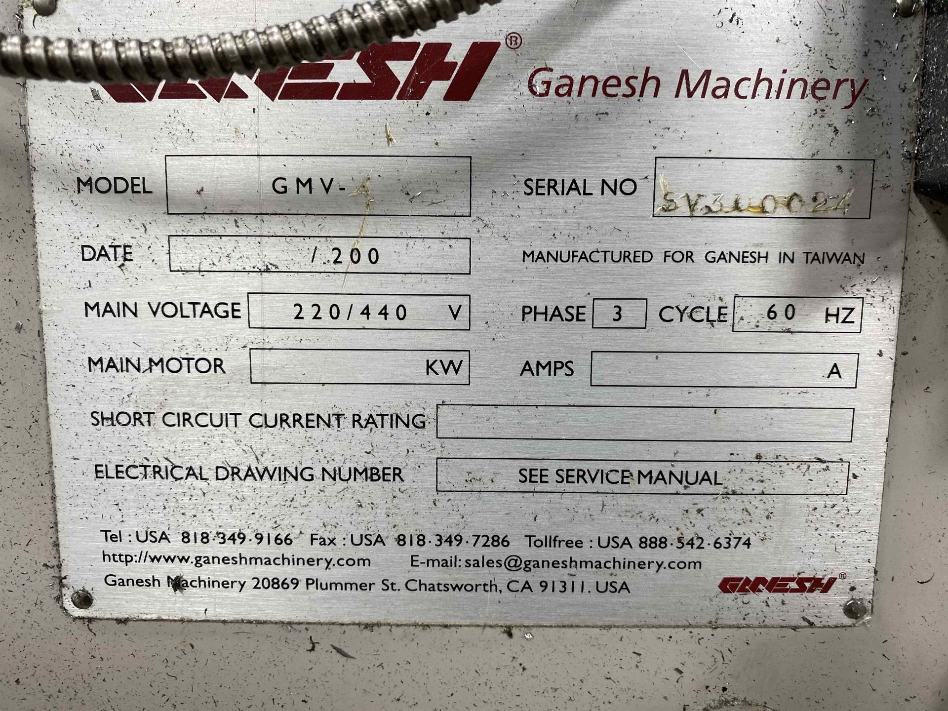 2009 GANESH GMV-4 Mill, s/n SV300024, w/ NEWALL DP700 DRO (NO TOOLING INCLUDED) - Image 11 of 11