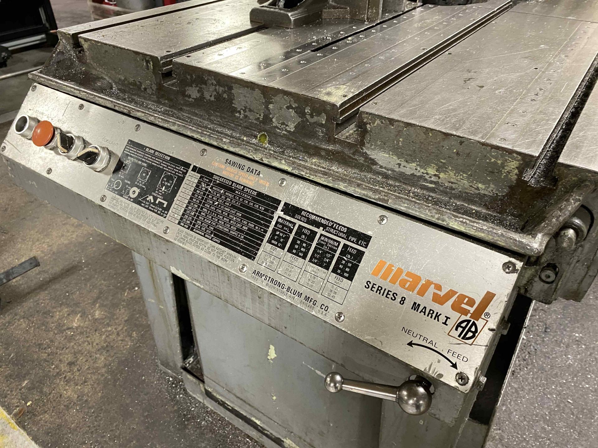 MARVEL Series 8 Mark I Vertical Bandsaw, s/n 82137 - Image 6 of 8