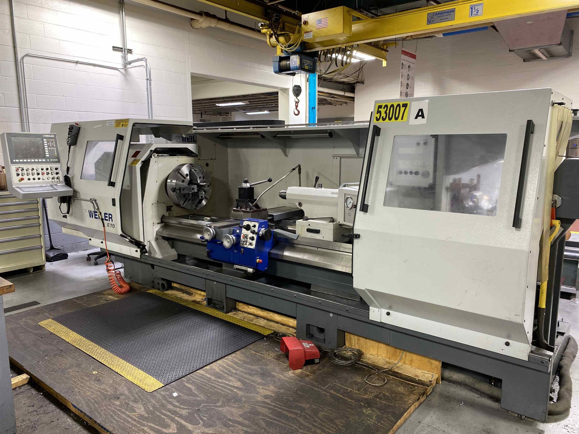 2015 WEILER E70 Cycle-Controlled Lathe, s/n KG01, w/ WEILER Control, (2) 21" 4-Jaw Chucks, 80" Cente