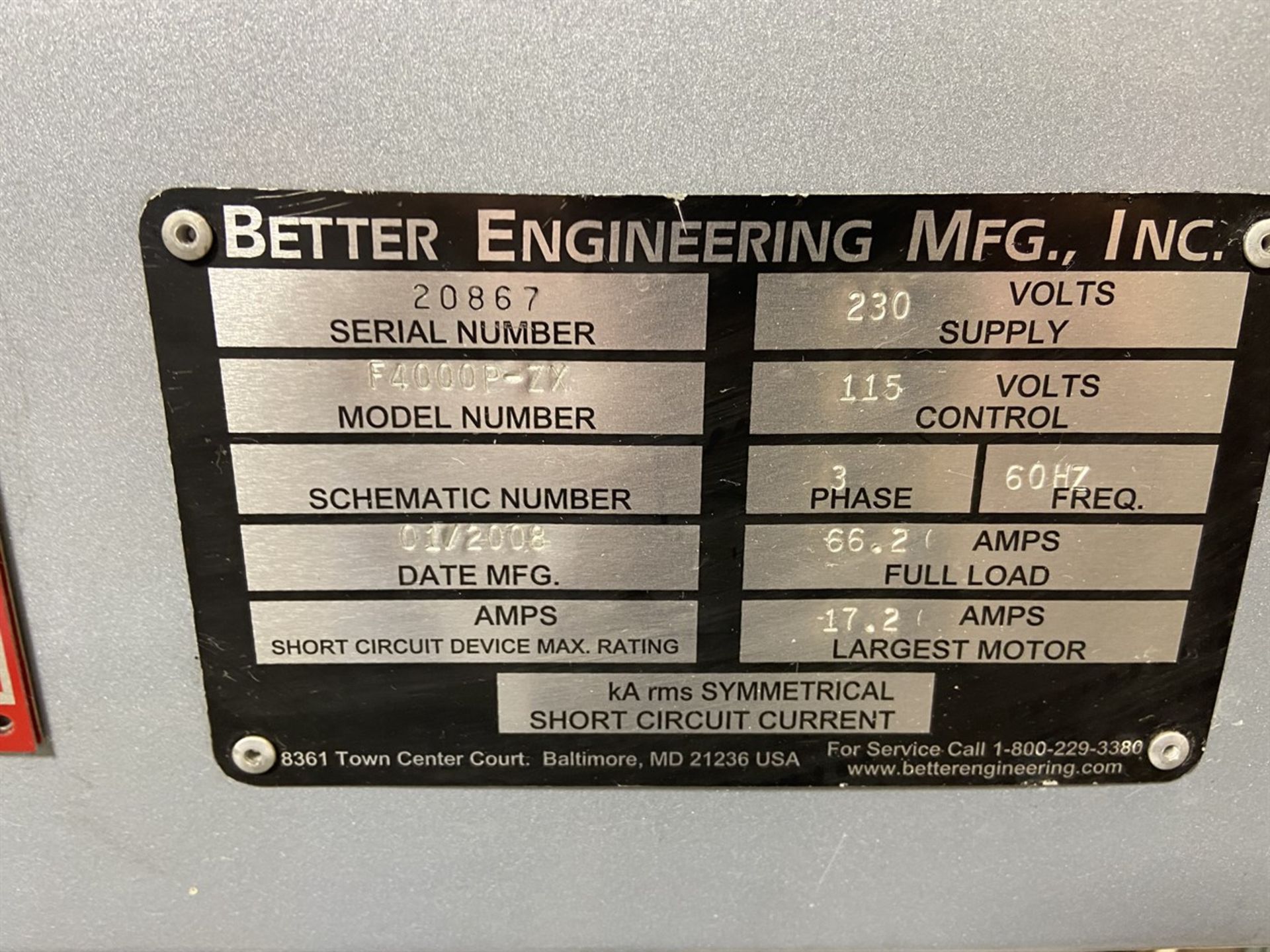 2008 BETTER ENGINEERING F4000P-ZX Parts Washer, s/n 20867; 40" Diameter Table, (2) Trays, Heat, Time - Image 6 of 7