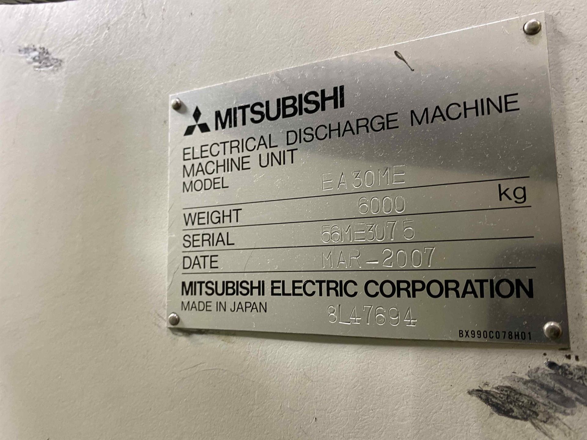 2007 MITSUBISHI EA30E EDM, s/n 56ME3075, w/ EDM ROTOBORE RBH-1C Spindle, DONALDSON TORIT MM-500 (NO - Image 12 of 12