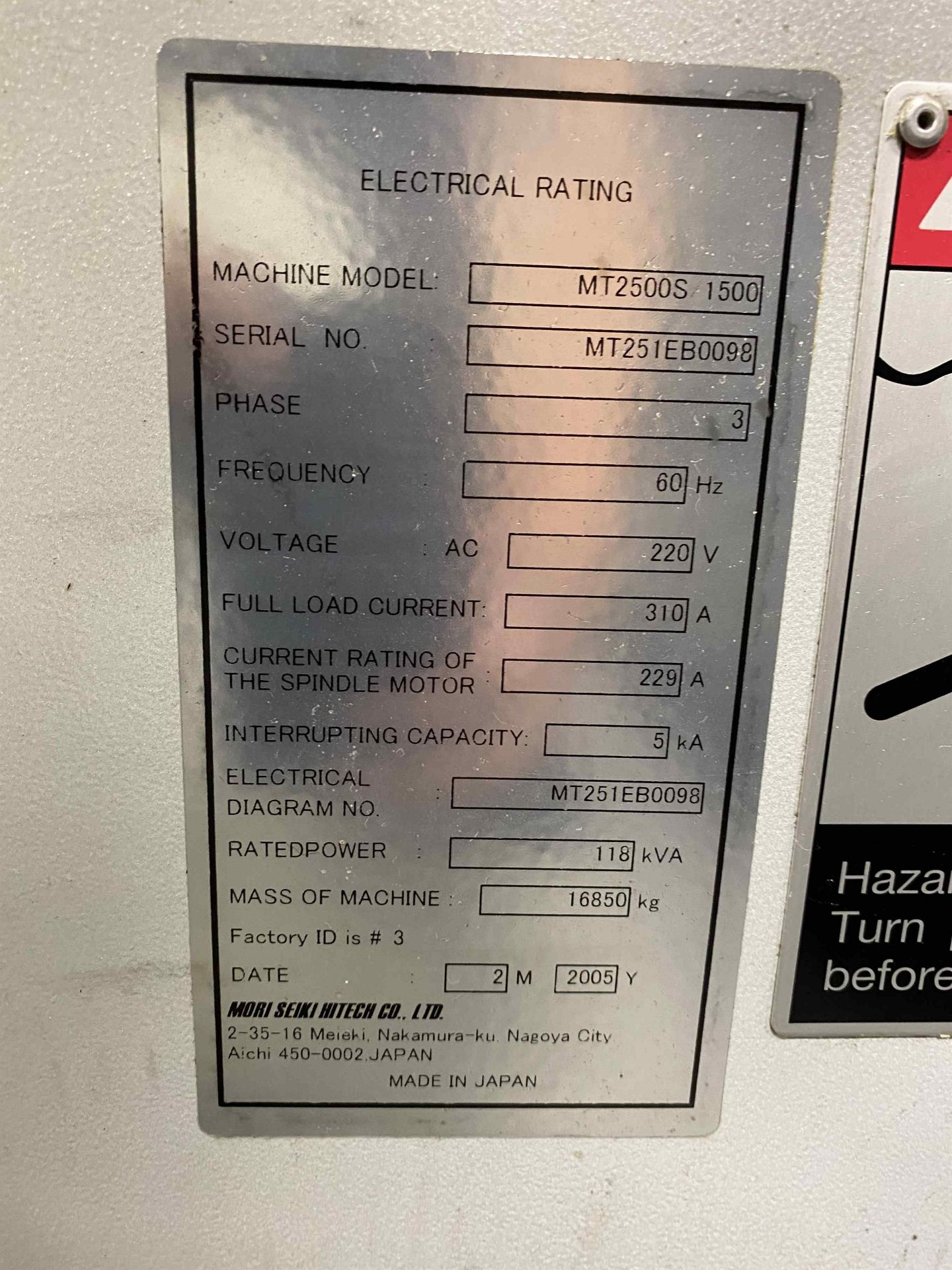 2005 MORI SEIKI MT2500S/1500 Turning/Milling Center, s/n MT251EB0098, w/ MSX-501 Control (NO TOOLING - Image 10 of 10