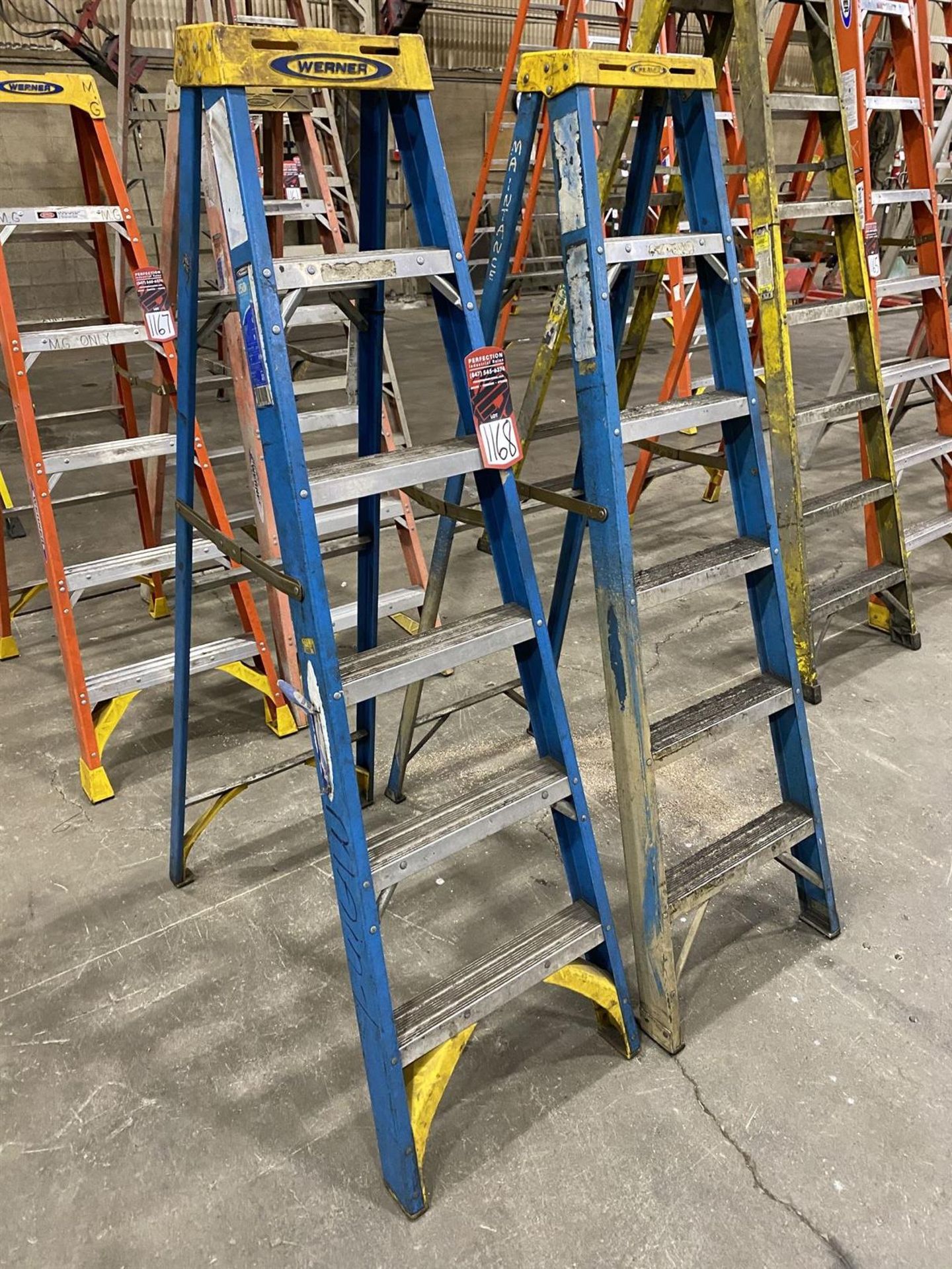 Lot of (2) Werner 6' Fiberglass Step Ladders