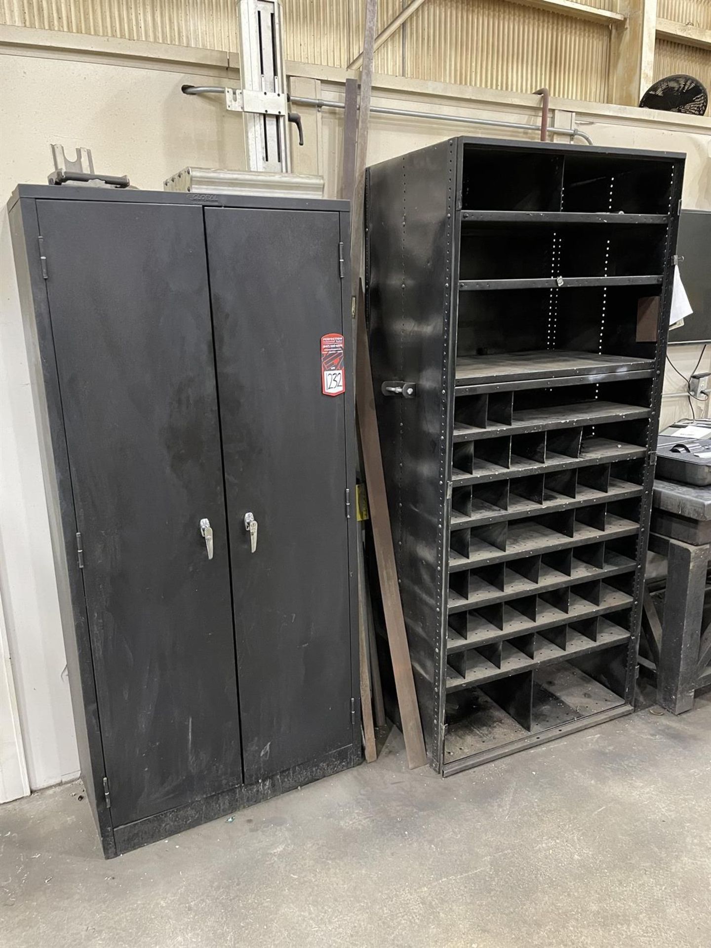 Lot of (1) 36" x 78" Storage Cabinet and (1) Steel Cabinet w/ Cubby Holes