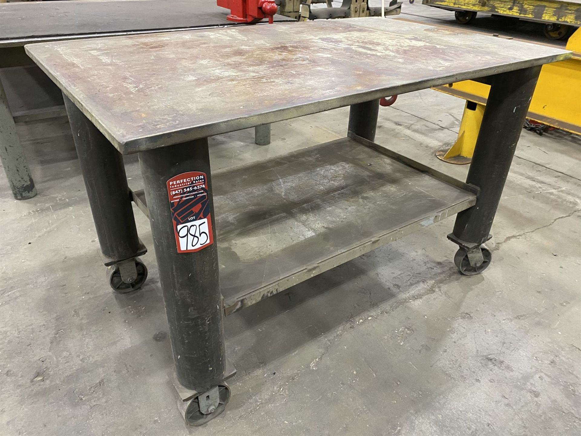 37" x 60" x 1" Steel Welding Table on Wheels