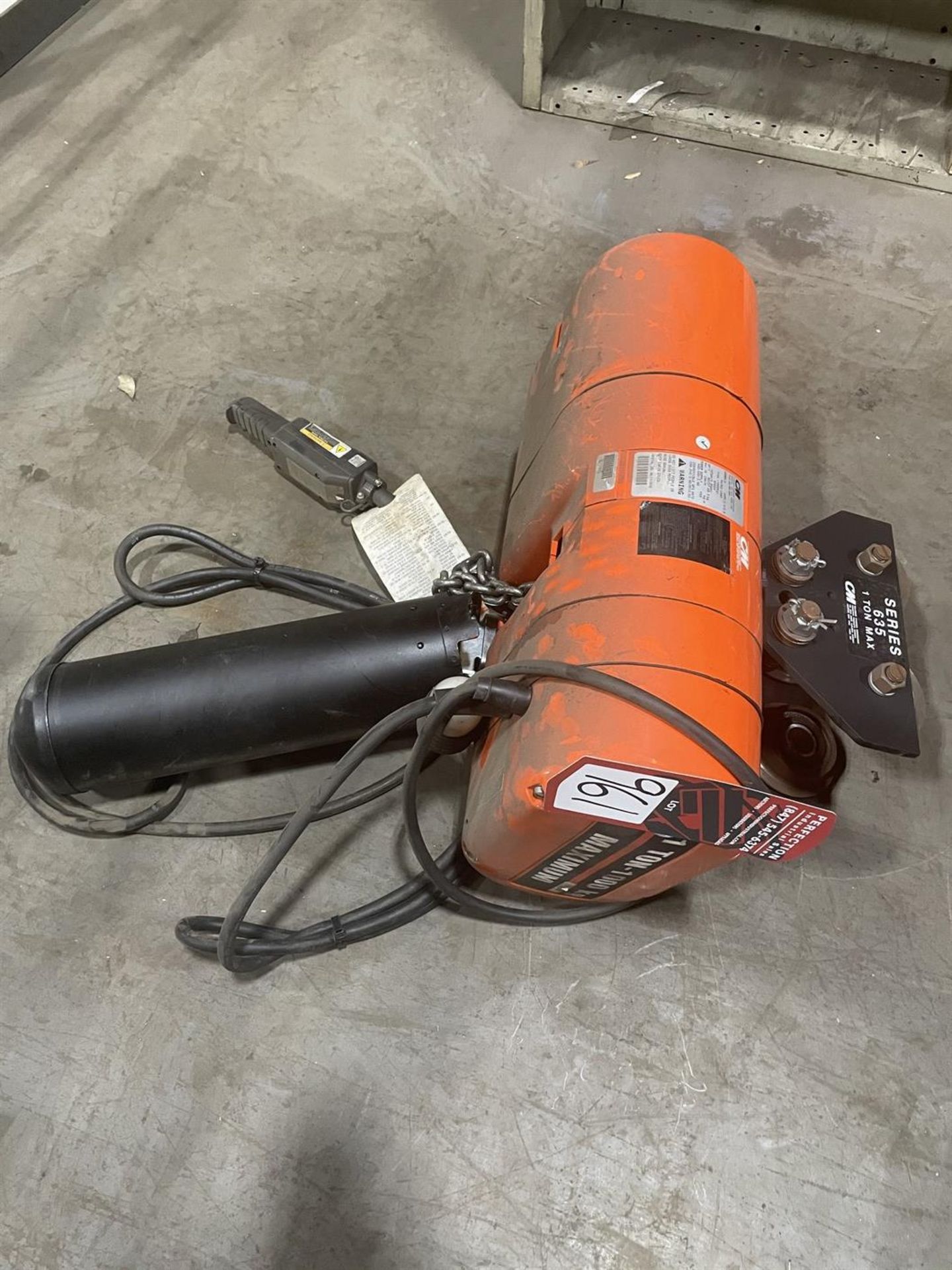CM Loadstar 1 Ton Electric Hoist w/ Pendant and Trolley - Image 3 of 3