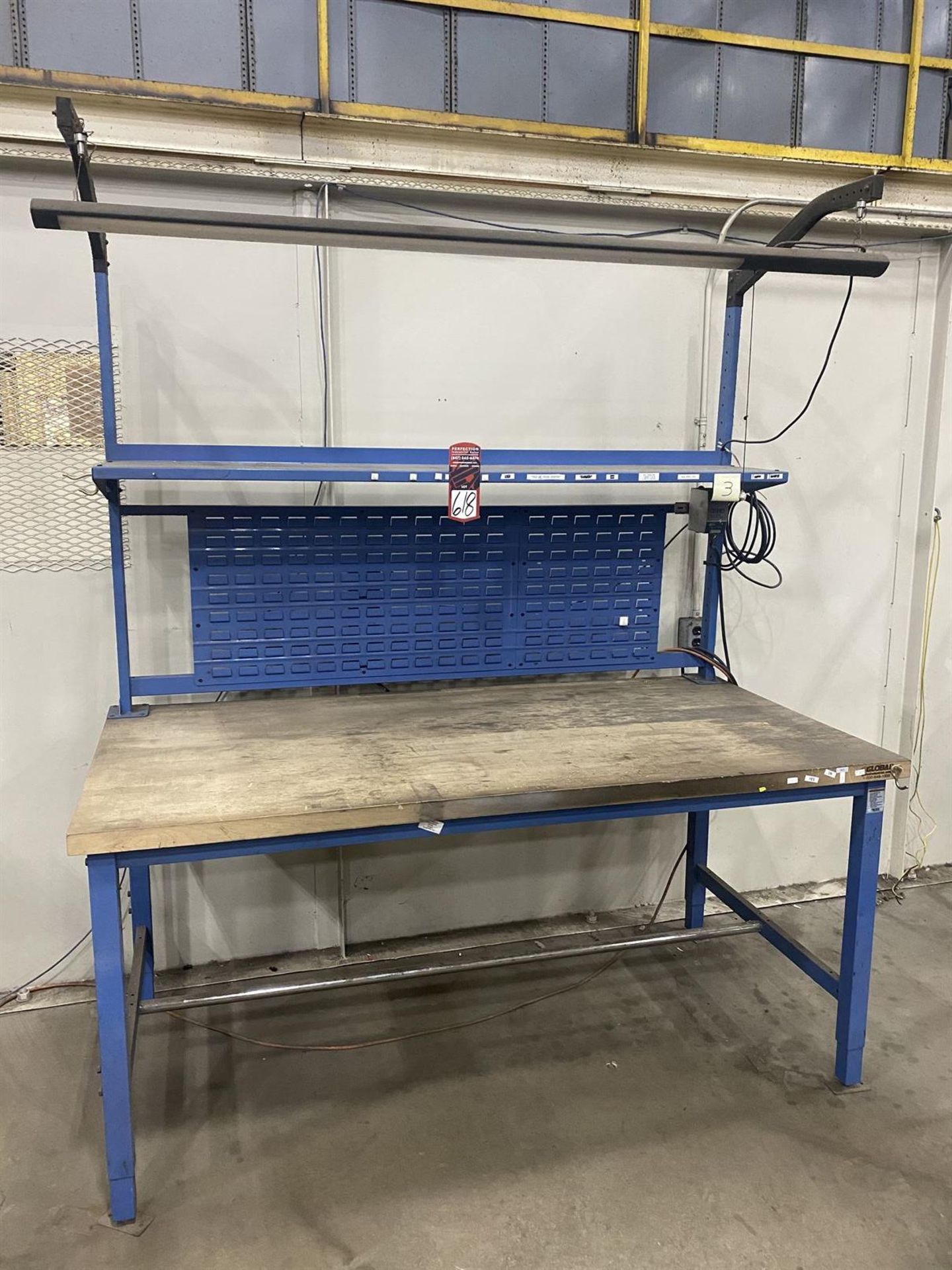 Global Industries 36" x 72" Lighted Wood Top Work Bench